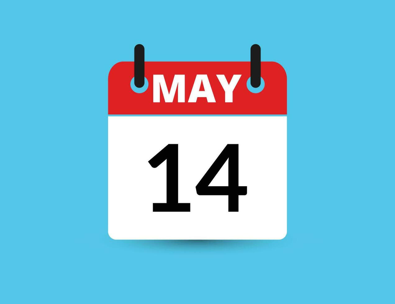 May 14. Flat icon calendar isolated on blue background. Date and month vector illustration