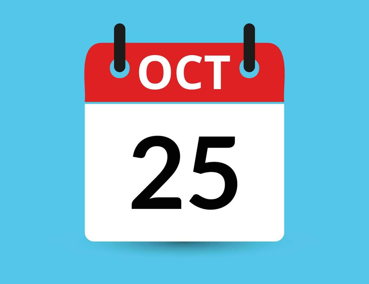 October 25. Flat icon calendar isolated on blue background. Date and month vector illustration