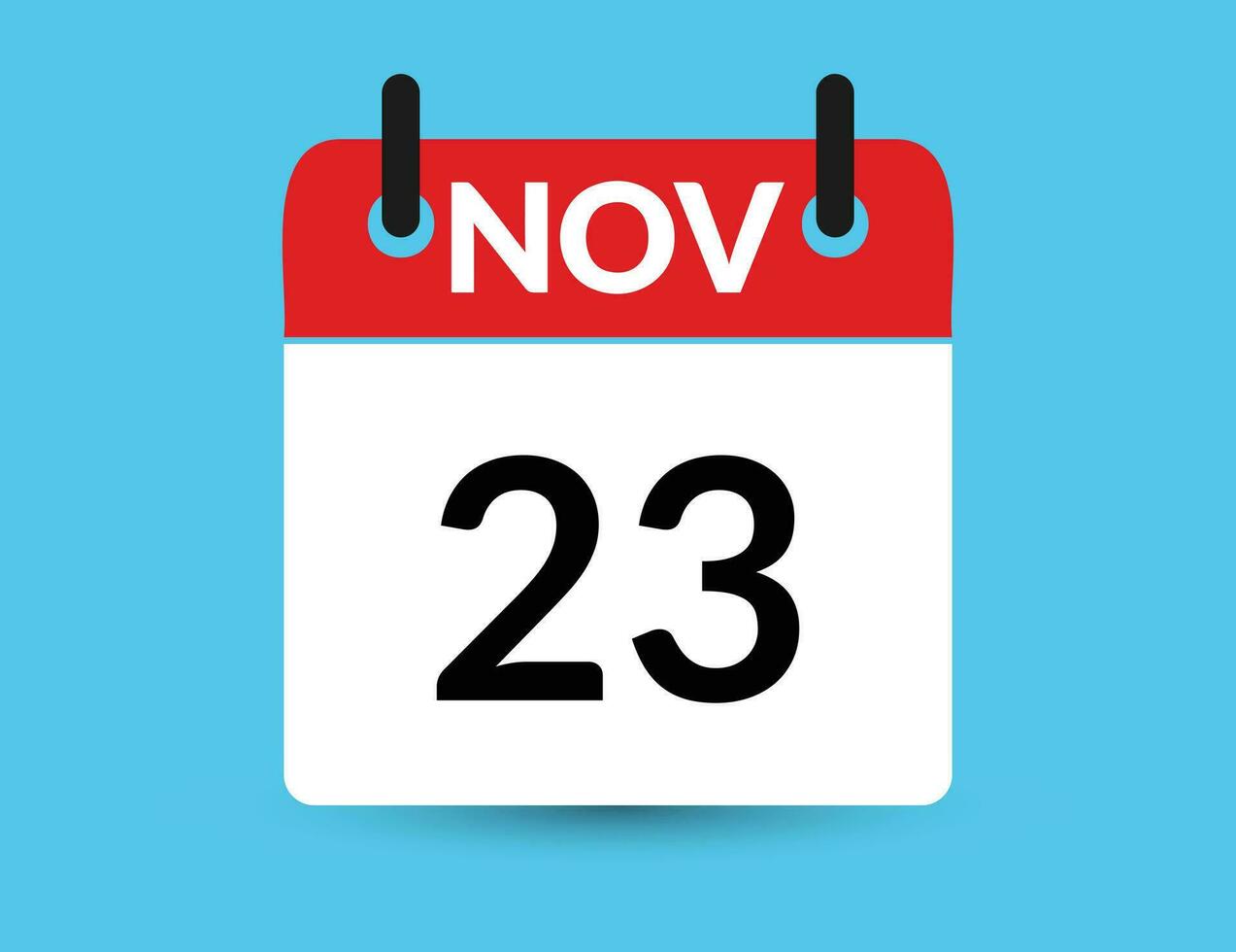 noviembre 23 plano icono calendario aislado en azul antecedentes. fecha y mes vector ilustración
