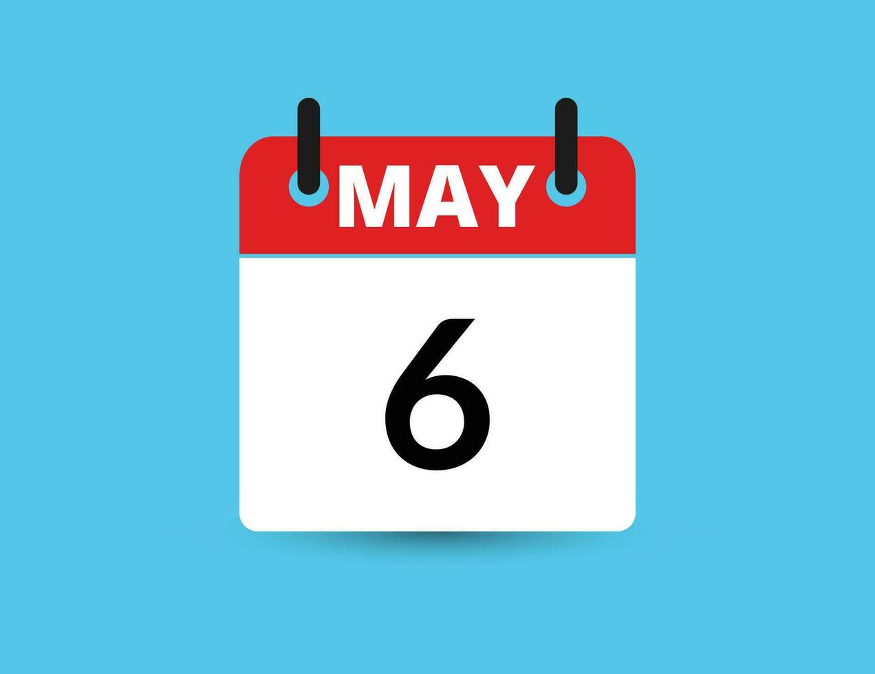 May 6. Flat icon calendar isolated on blue background. Date and month vector illustration