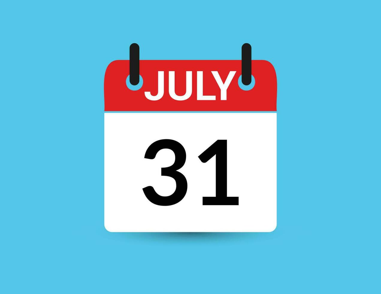 julio 31 plano icono calendario aislado en azul antecedentes. fecha y mes vector ilustración