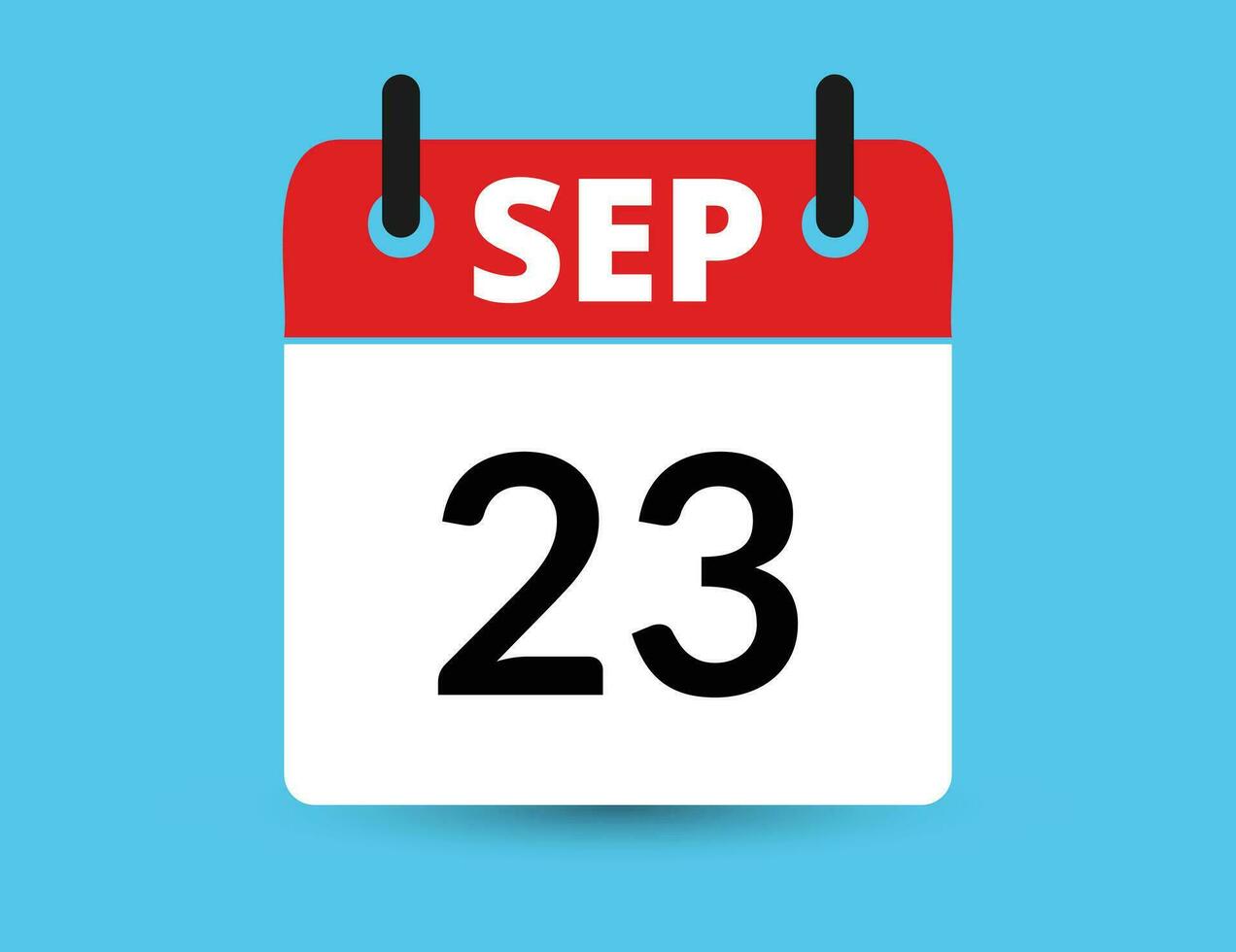September 23. Flat icon calendar isolated on blue background. Date and month vector illustration