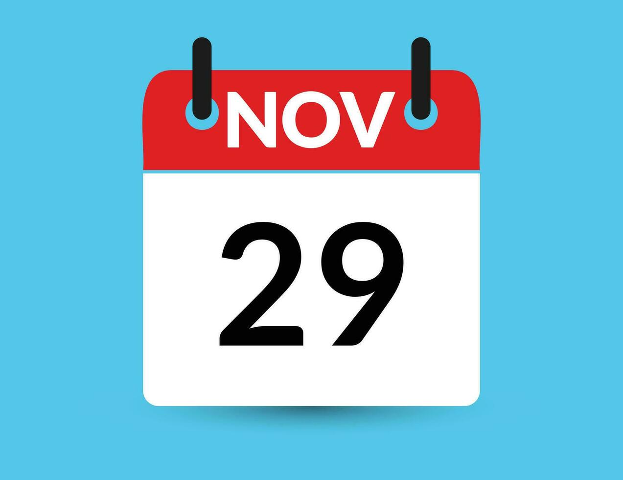 November 29. Flat icon calendar isolated on blue background. Date and month vector illustration