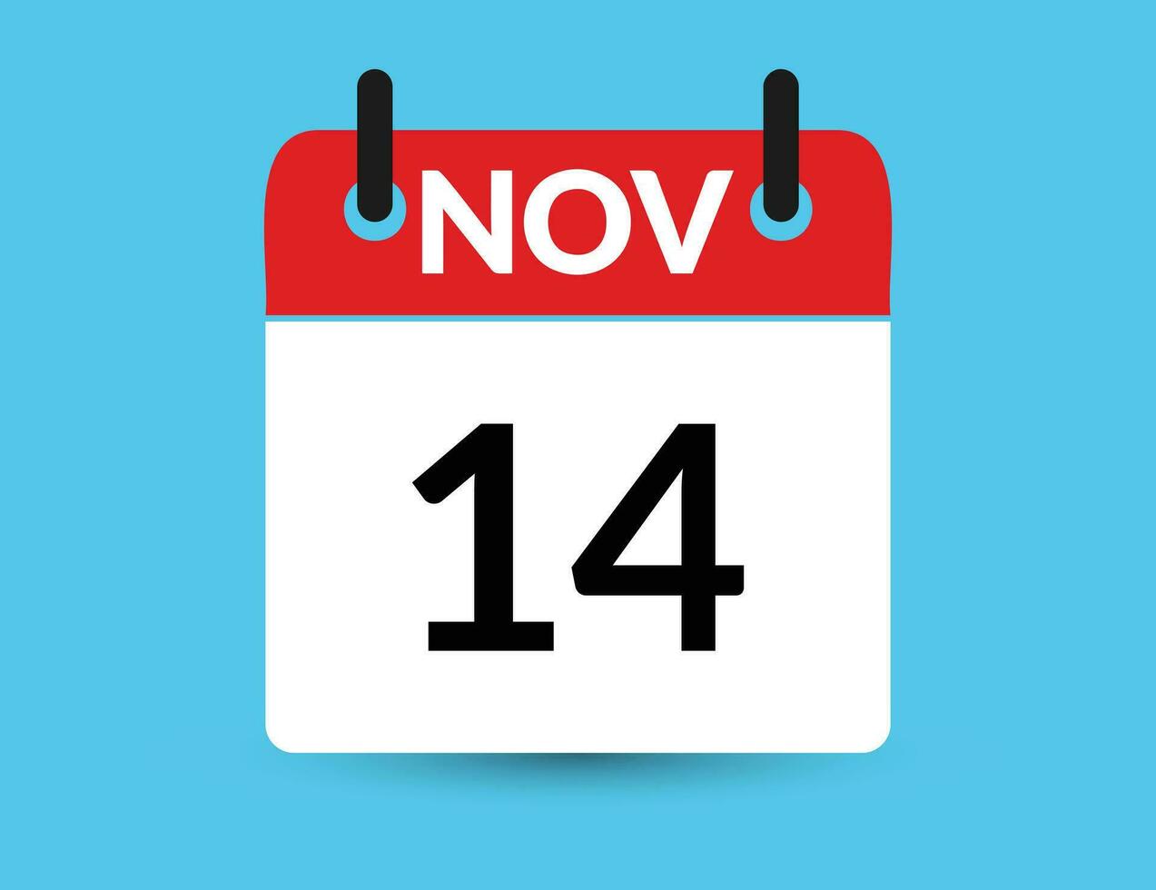 noviembre 14 plano icono calendario aislado en azul antecedentes. fecha y mes vector ilustración