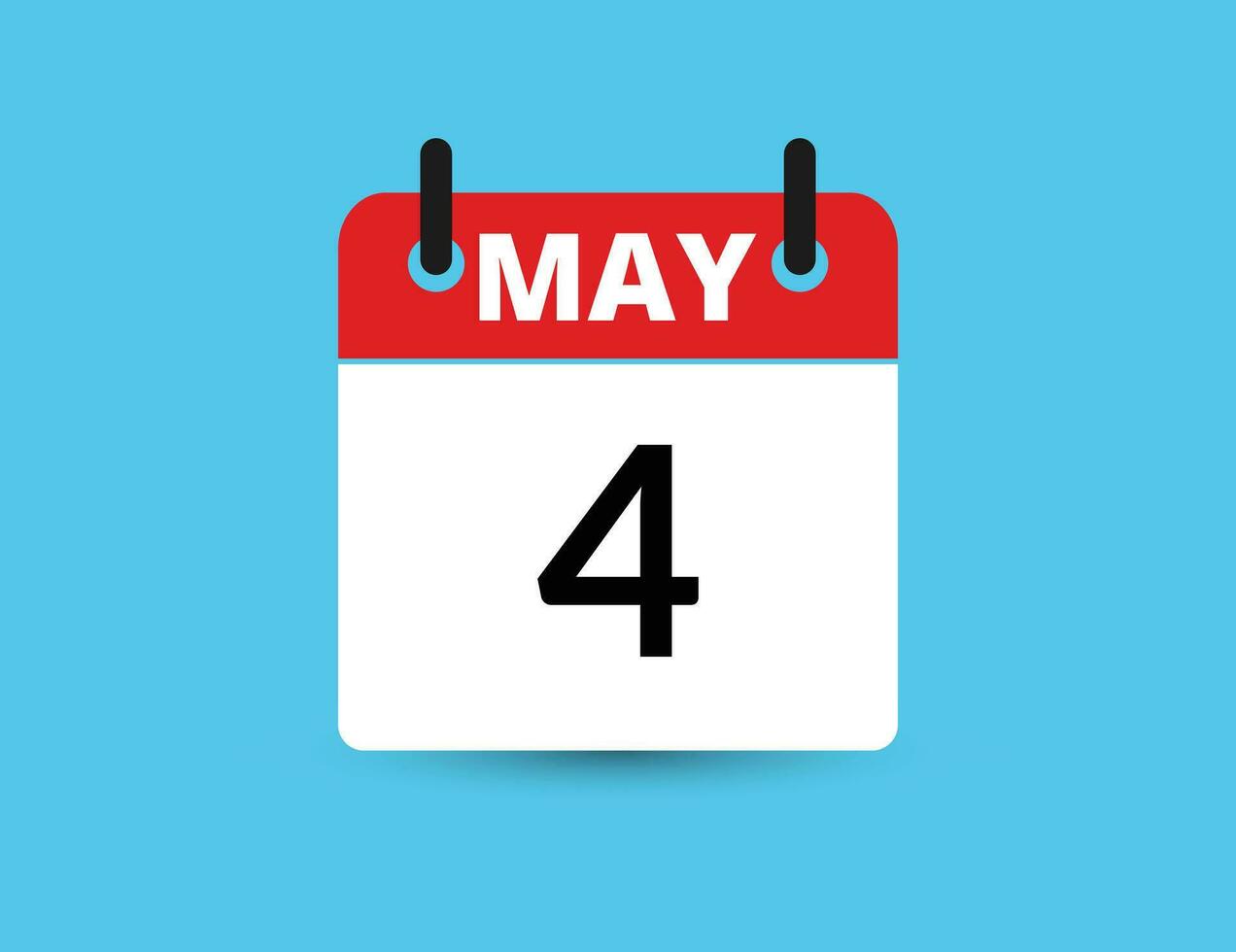 May 4. Flat icon calendar isolated on blue background. Date and month vector illustration