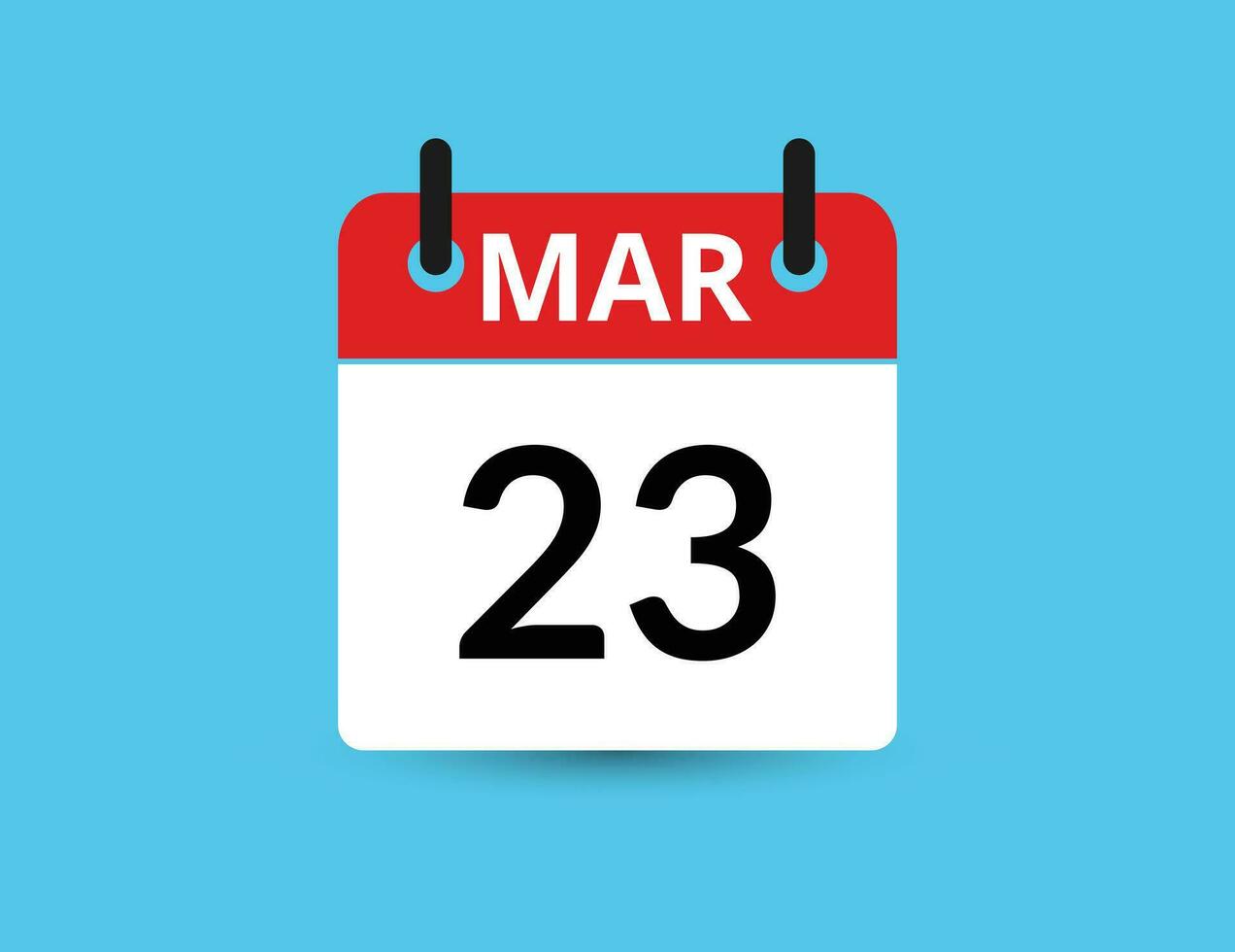March 23. Flat icon calendar isolated on blue background. Date and month vector illustration