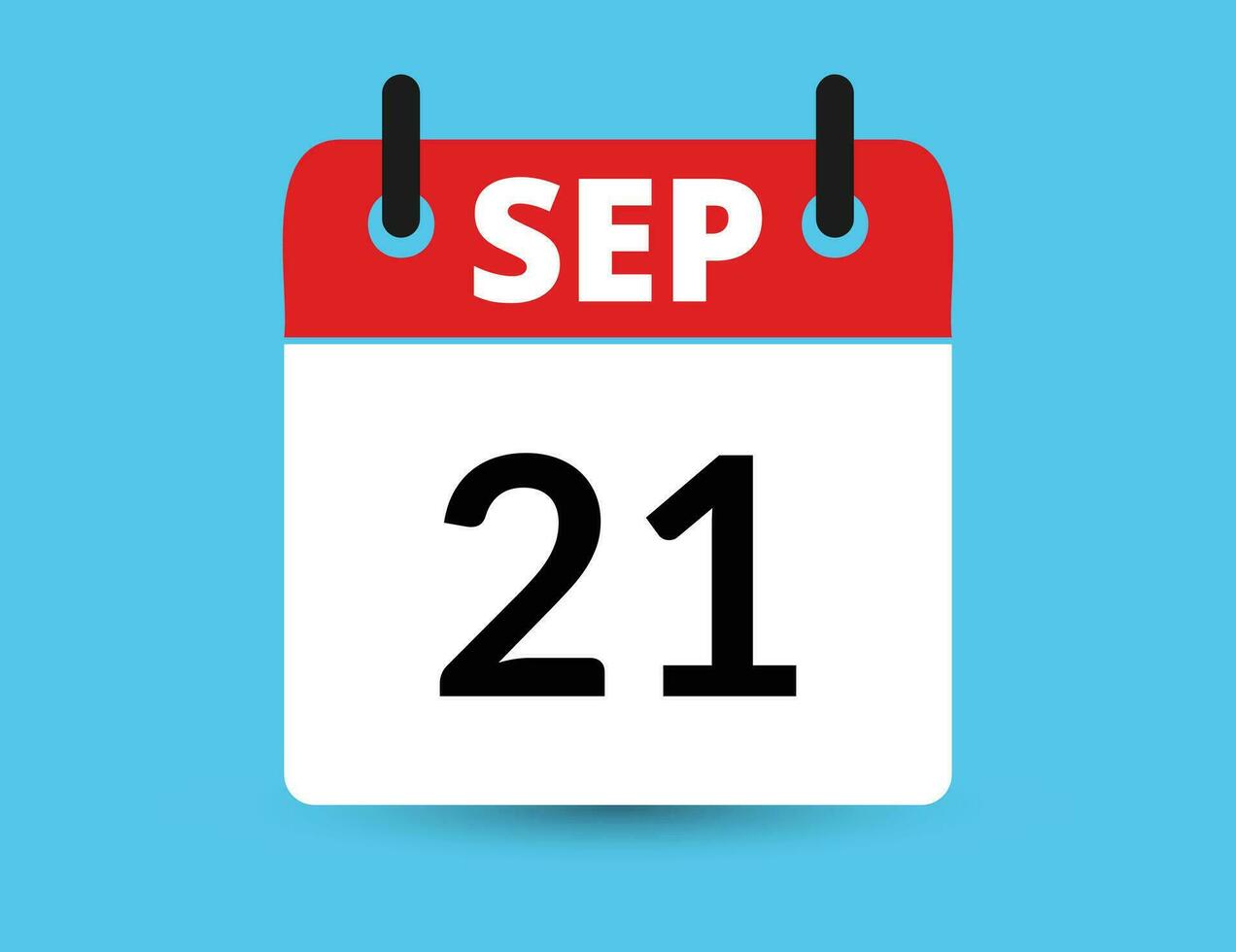 September 21. Flat icon calendar isolated on blue background. Date and month vector illustration
