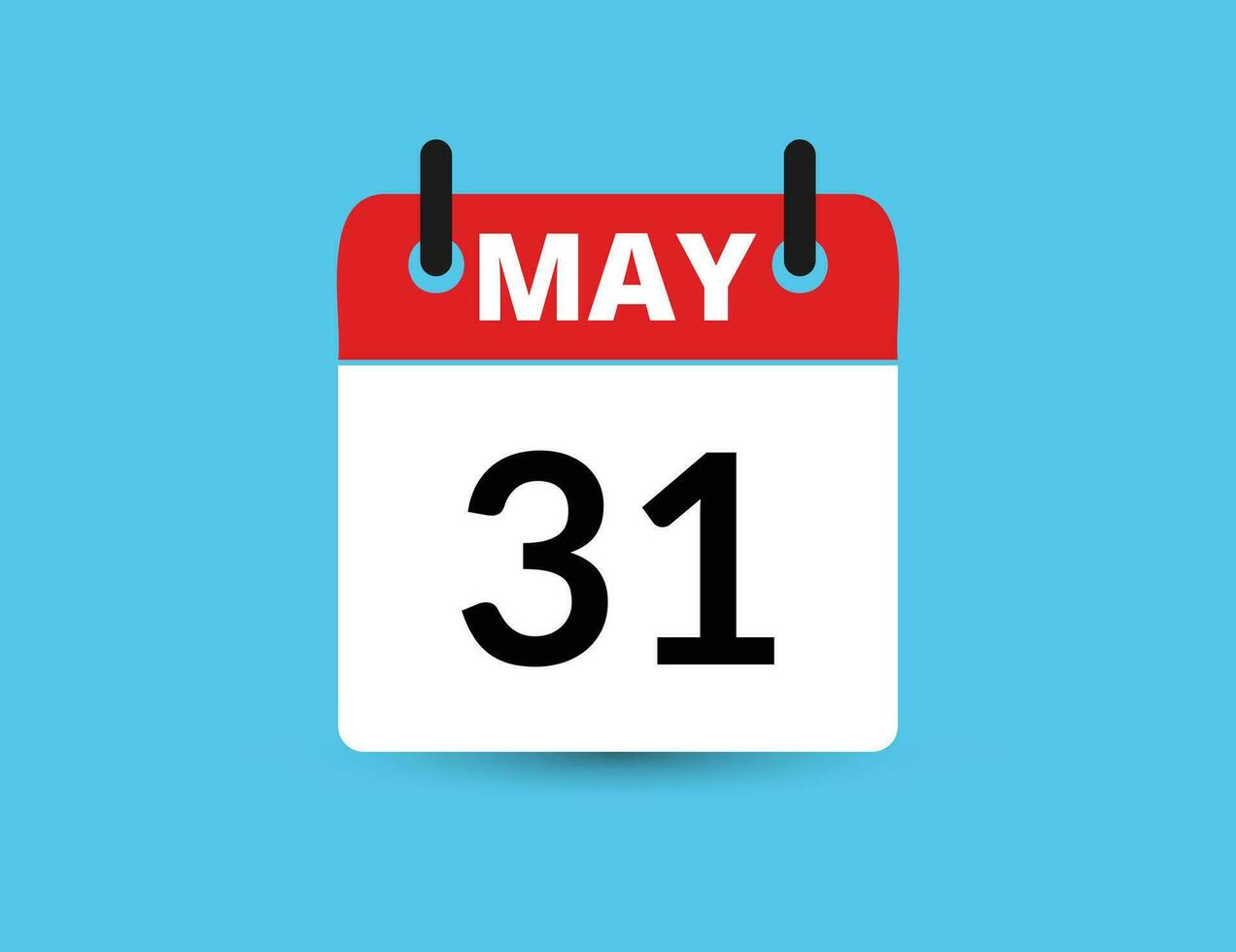 May 31. Flat icon calendar isolated on blue background. Date and month vector illustration