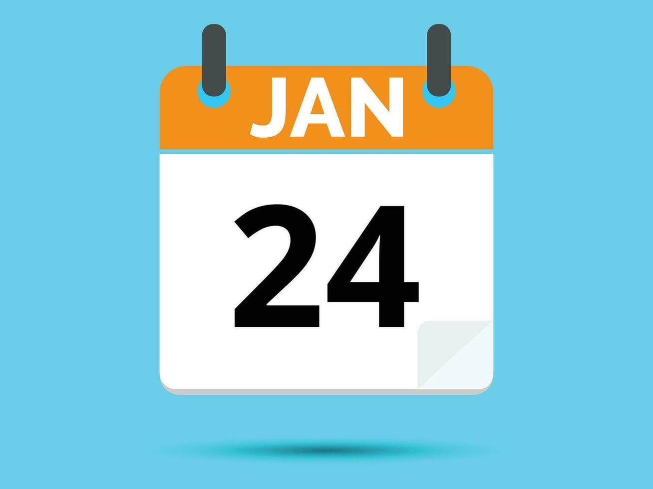 24 enero. plano icono calendario aislado en azul antecedentes. vector ilustración.