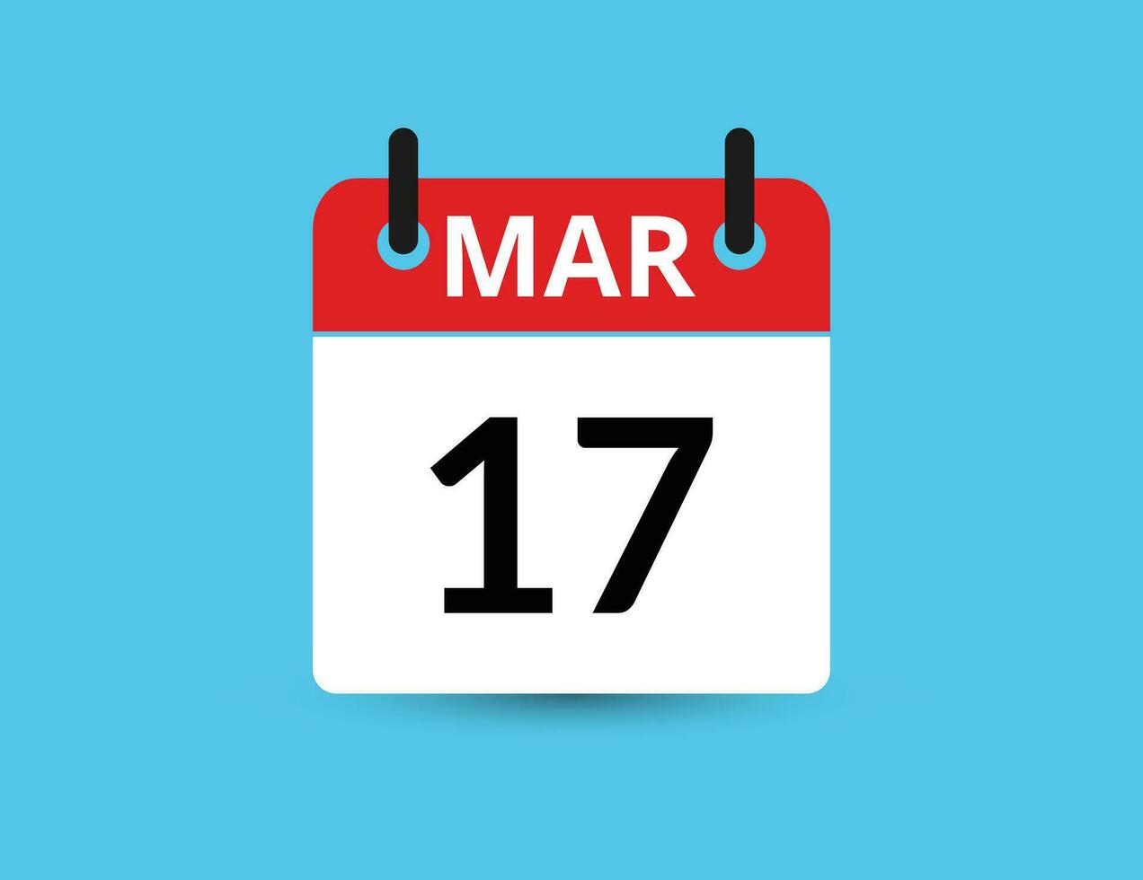 marzo 17 plano icono calendario aislado en azul antecedentes. fecha y mes vector ilustración