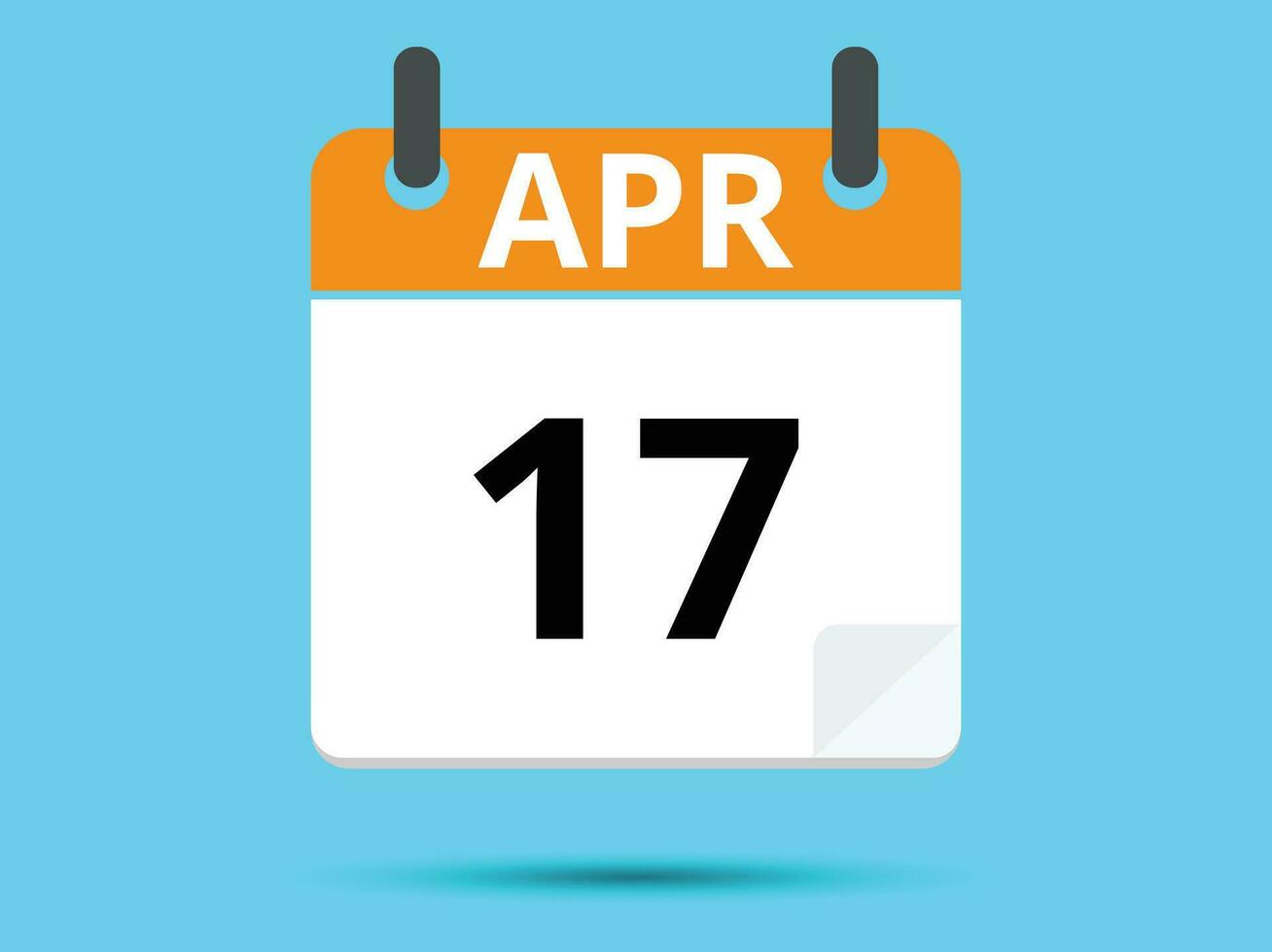 17 April. Flat icon calendar isolated on blue background. Vector illustration.