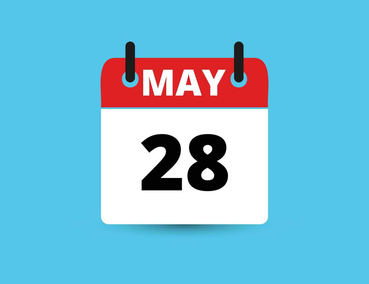 May 28. Flat icon calendar isolated on blue background. Date and month vector illustration