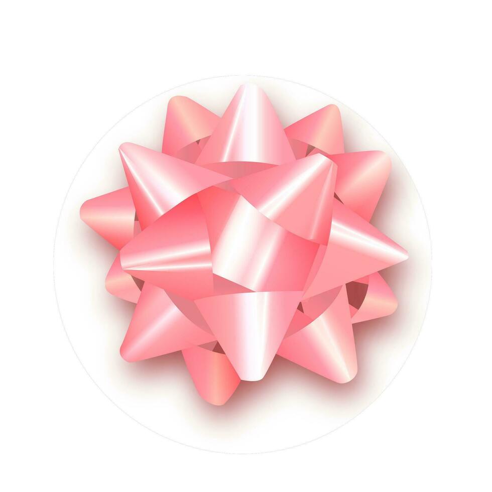 Red bow for packing gifts. Realistic vector illustration on transparency grid.