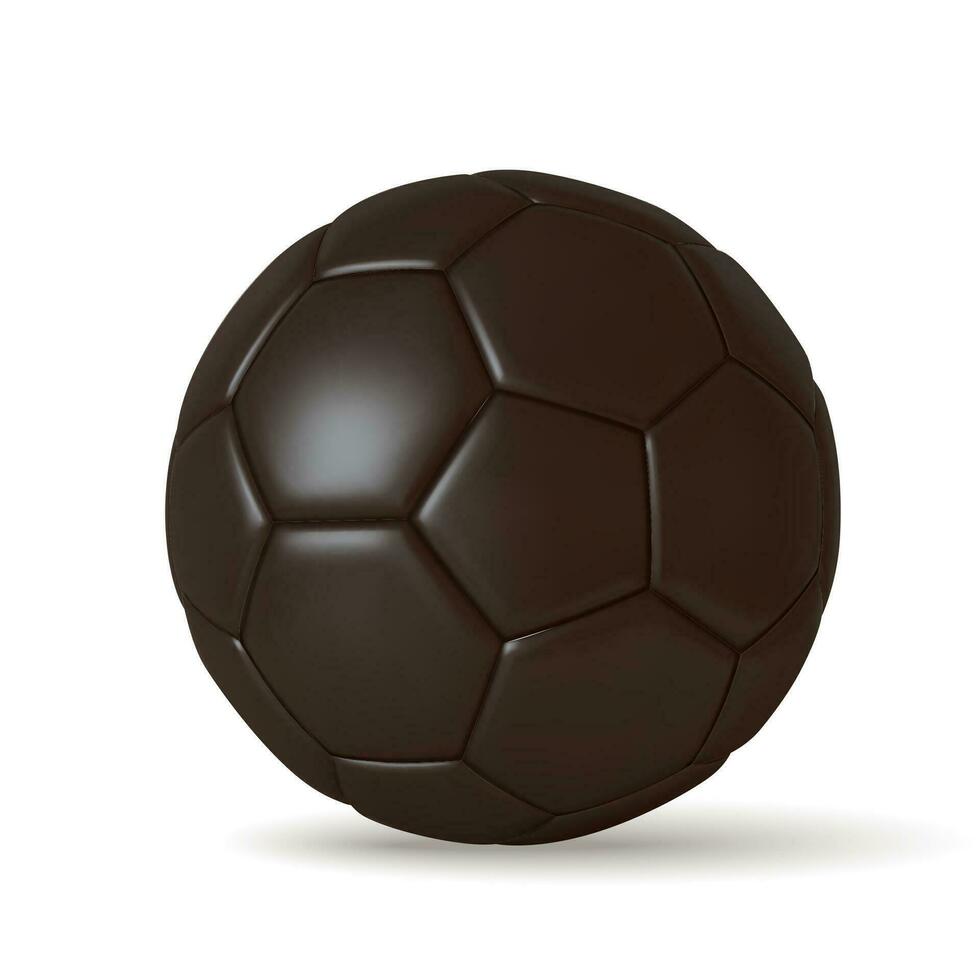 fútbol pelota negro 3d realista aislado en blanco antecedentes. vector ilustración