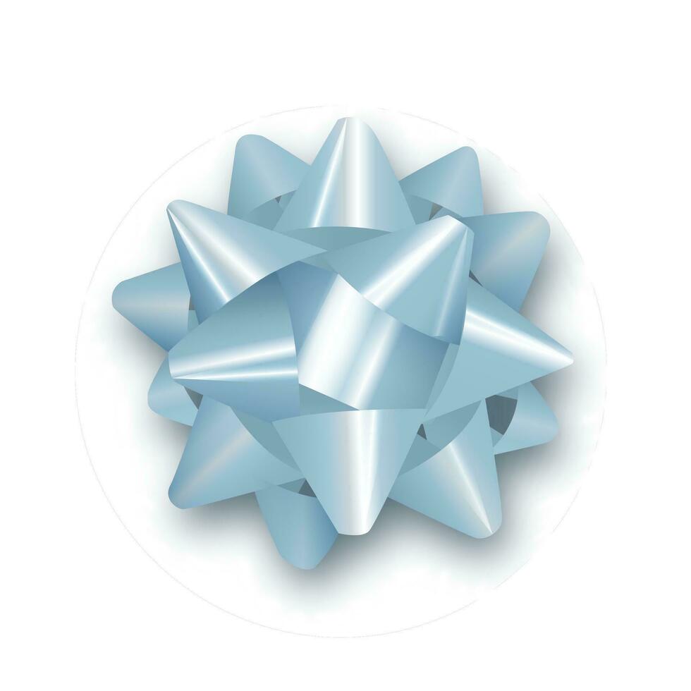 Blue bow for packing gifts. Realistic vector illustration on transparency grid.
