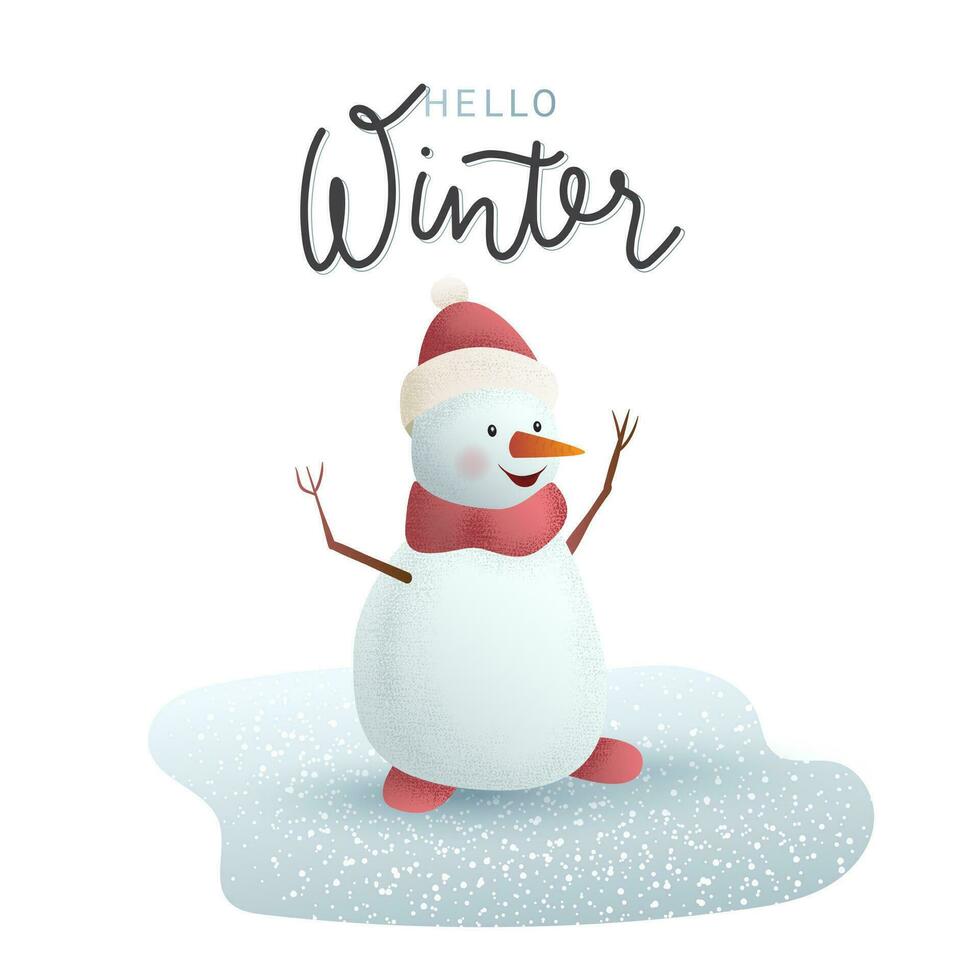 Cheerful snowman. Vector illustration
