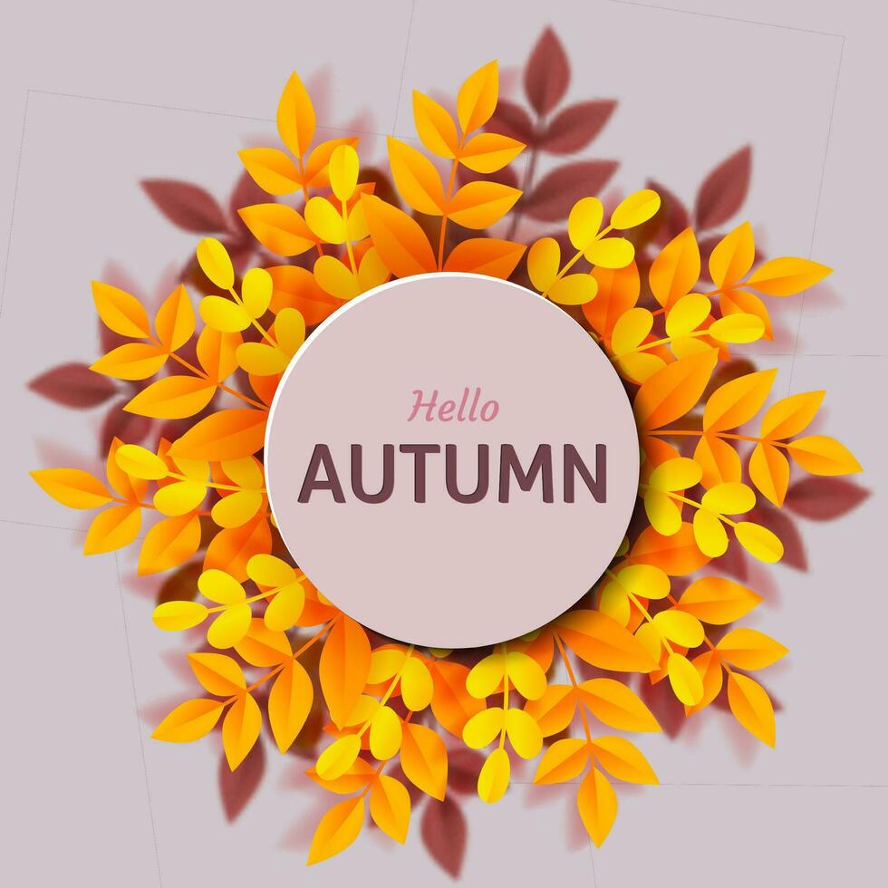 Autumn leaves. Bright colourful autumn oak leaves. Template for placards. Seasonal sale in shop. Vector Illustration