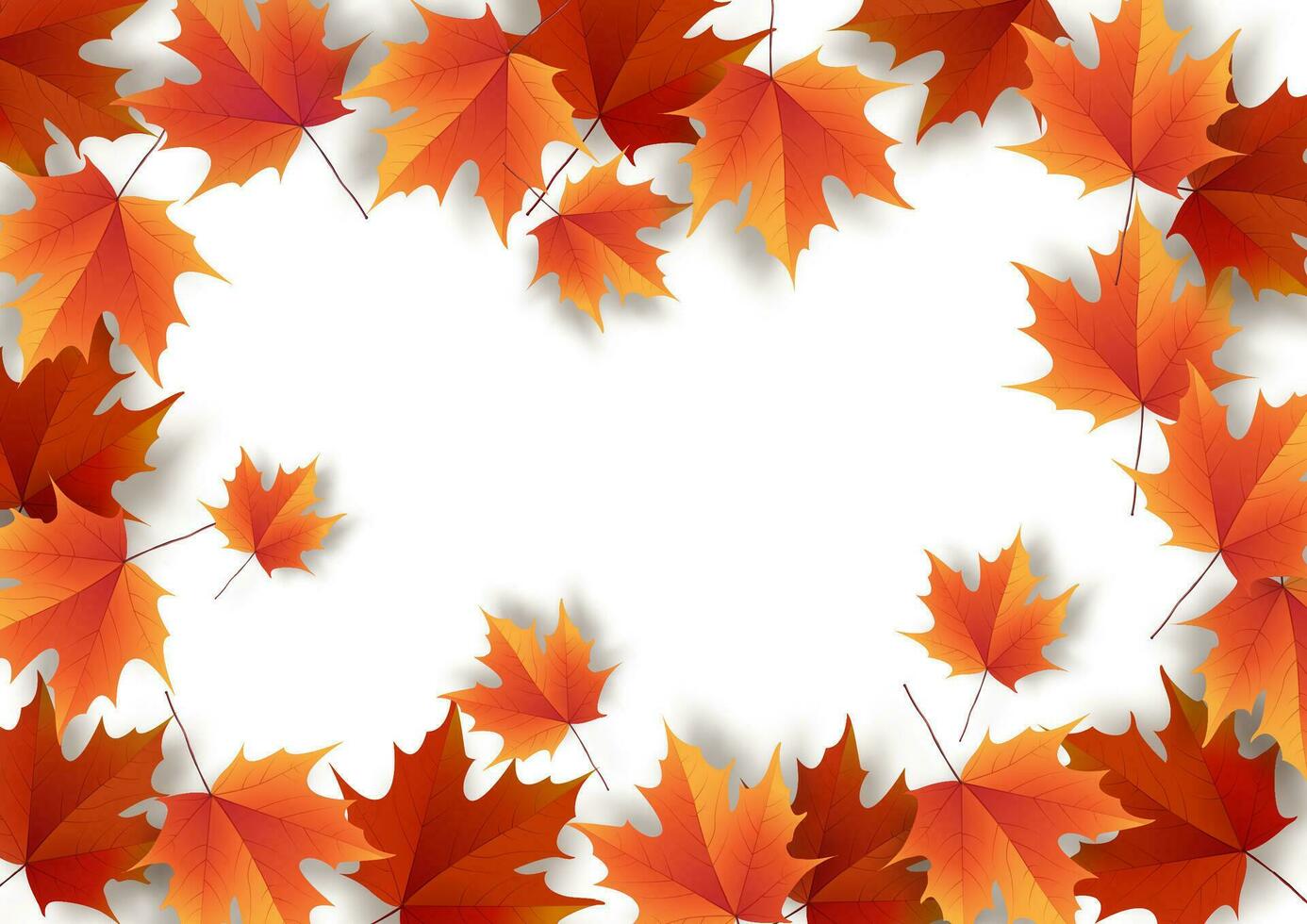 Autumn leaves. Bright colourful autumn oak leaves. Template for placards. Seasonal sale in shop. Vector Illustration