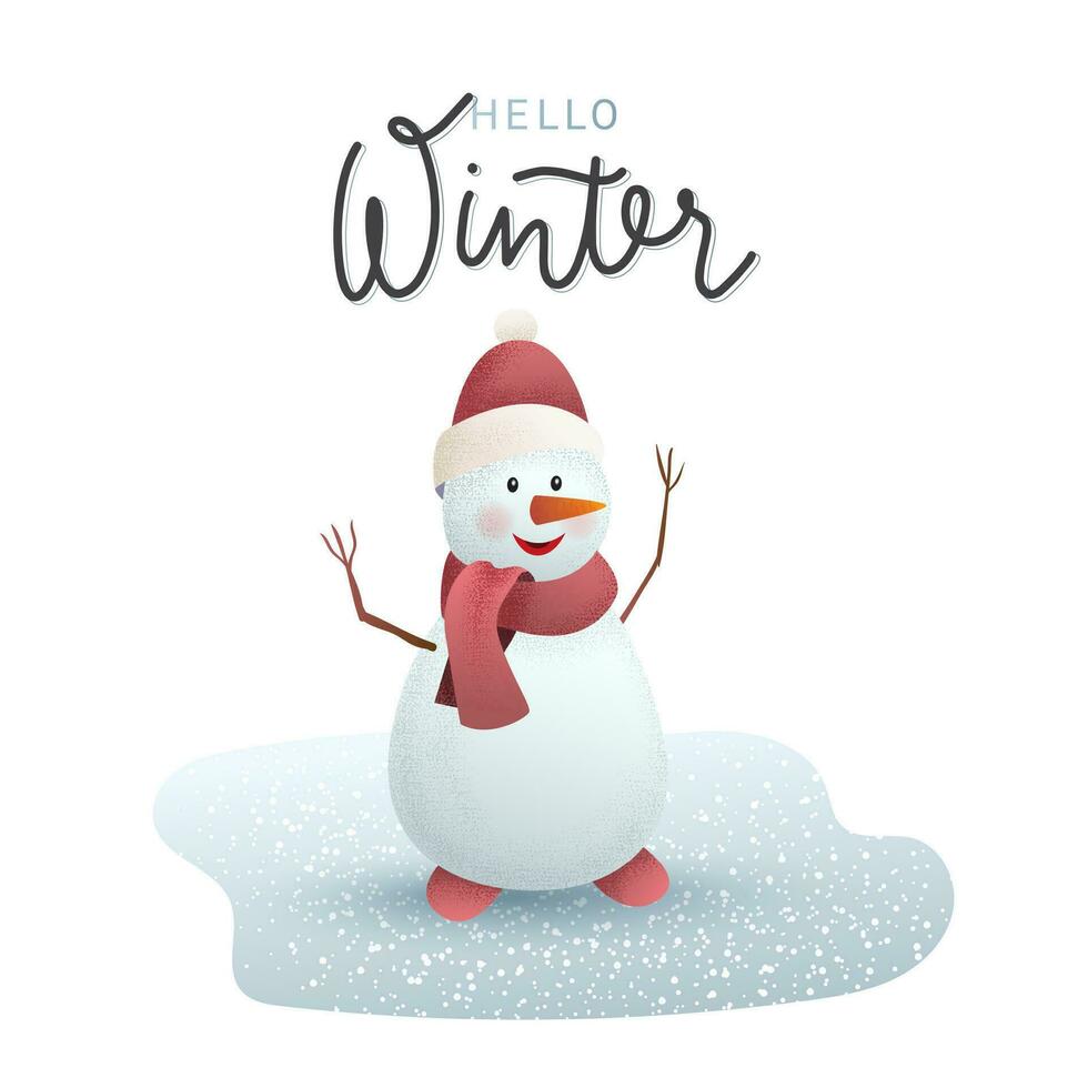 Cheerful snowman. Vector illustration