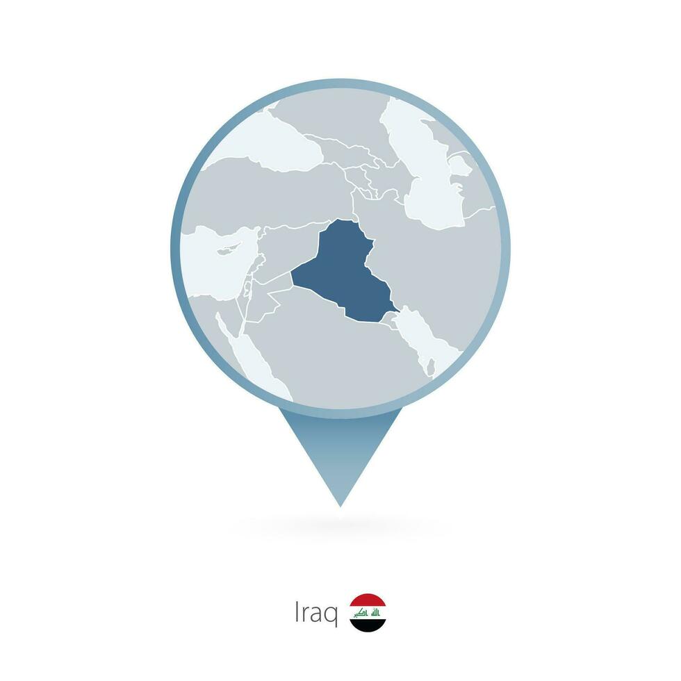 mapa alfiler con detallado mapa de Irak y vecino países. vector