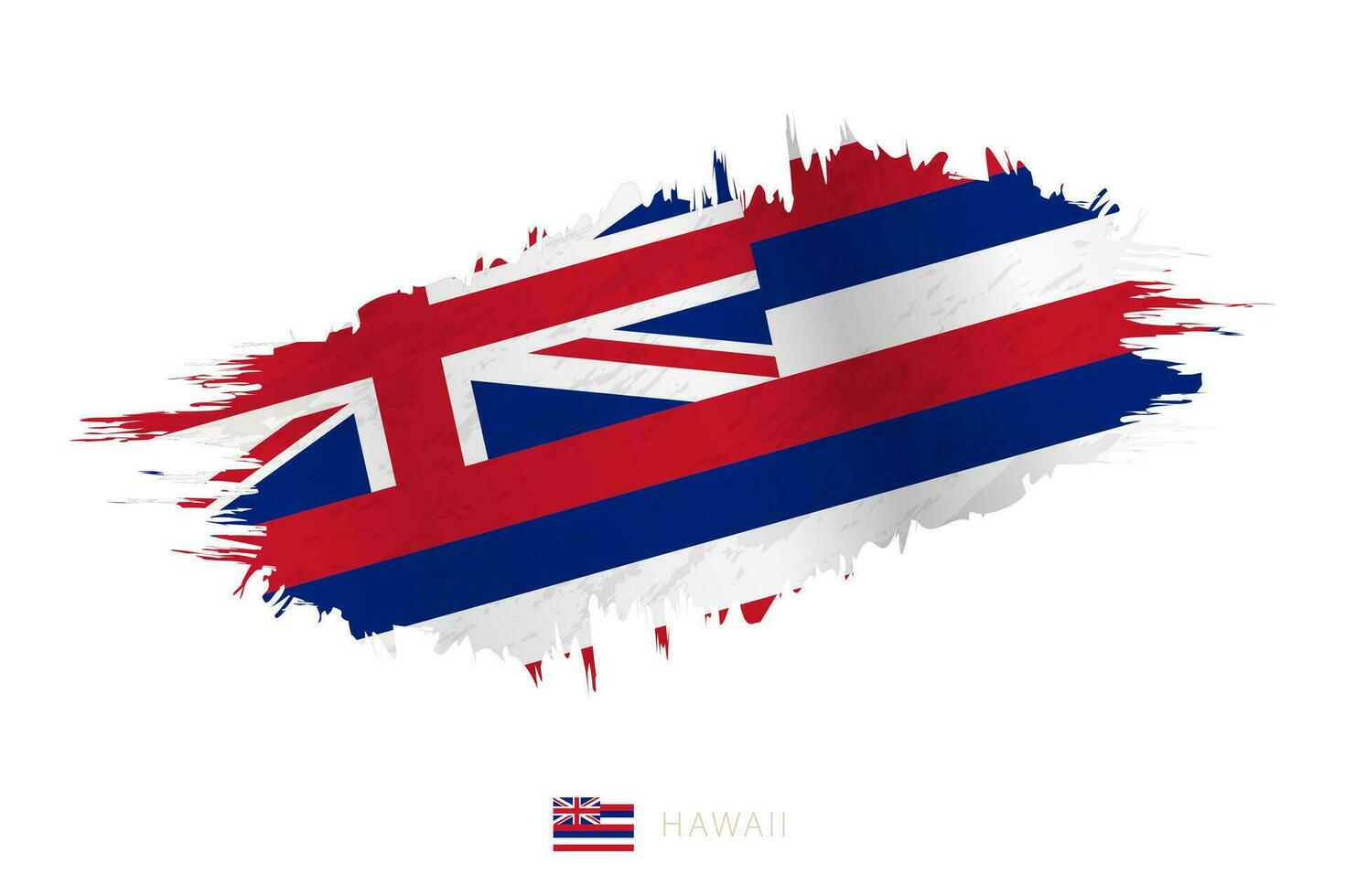 Painted brushstroke flag of Hawaii with waving effect. vector