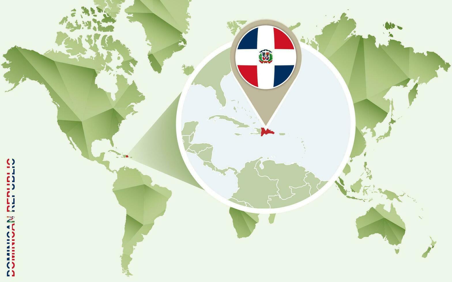 Infographic for Dominican Republic, detailed map of Dominican Republic with flag. vector