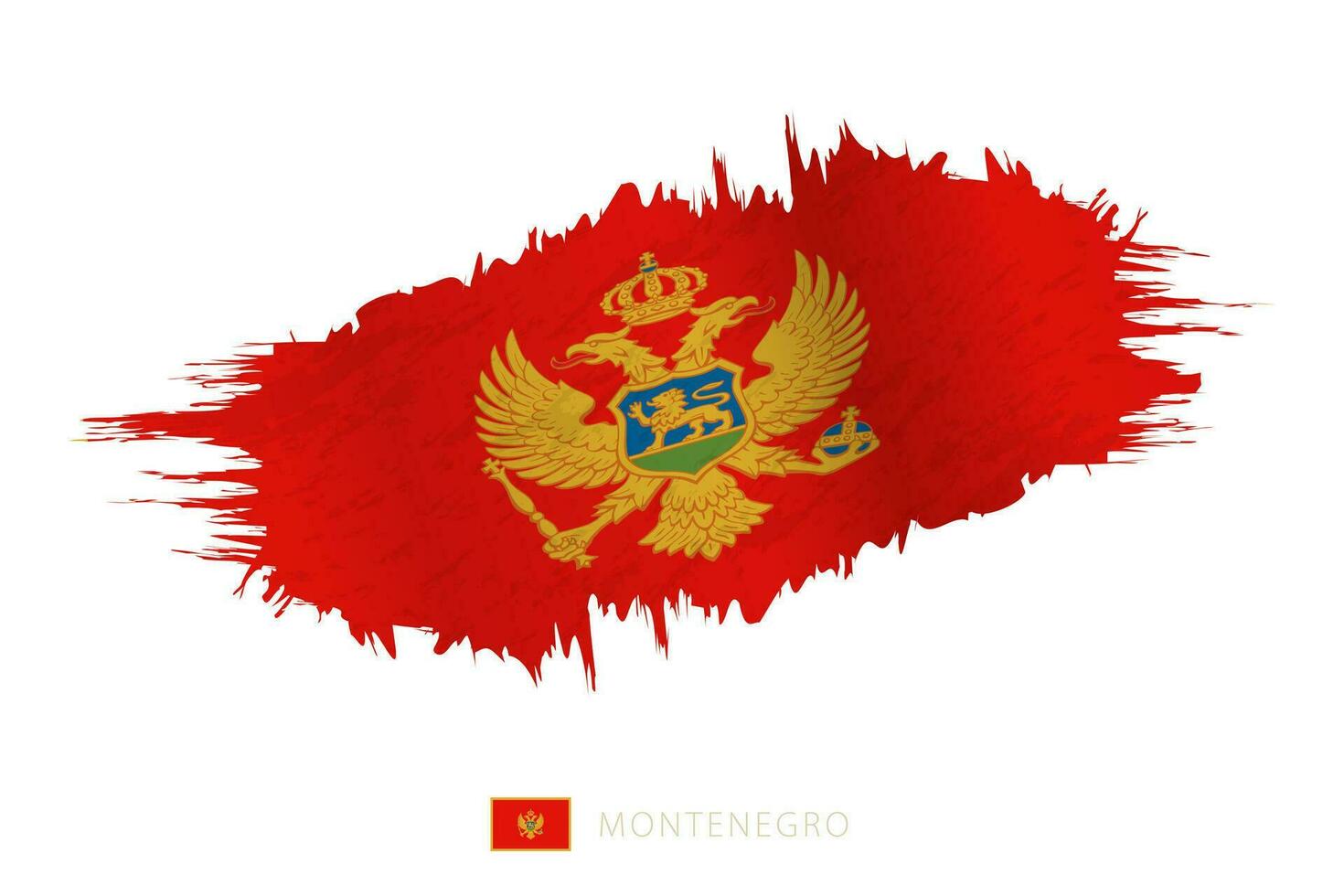 Painted brushstroke flag of Montenegro with waving effect. vector