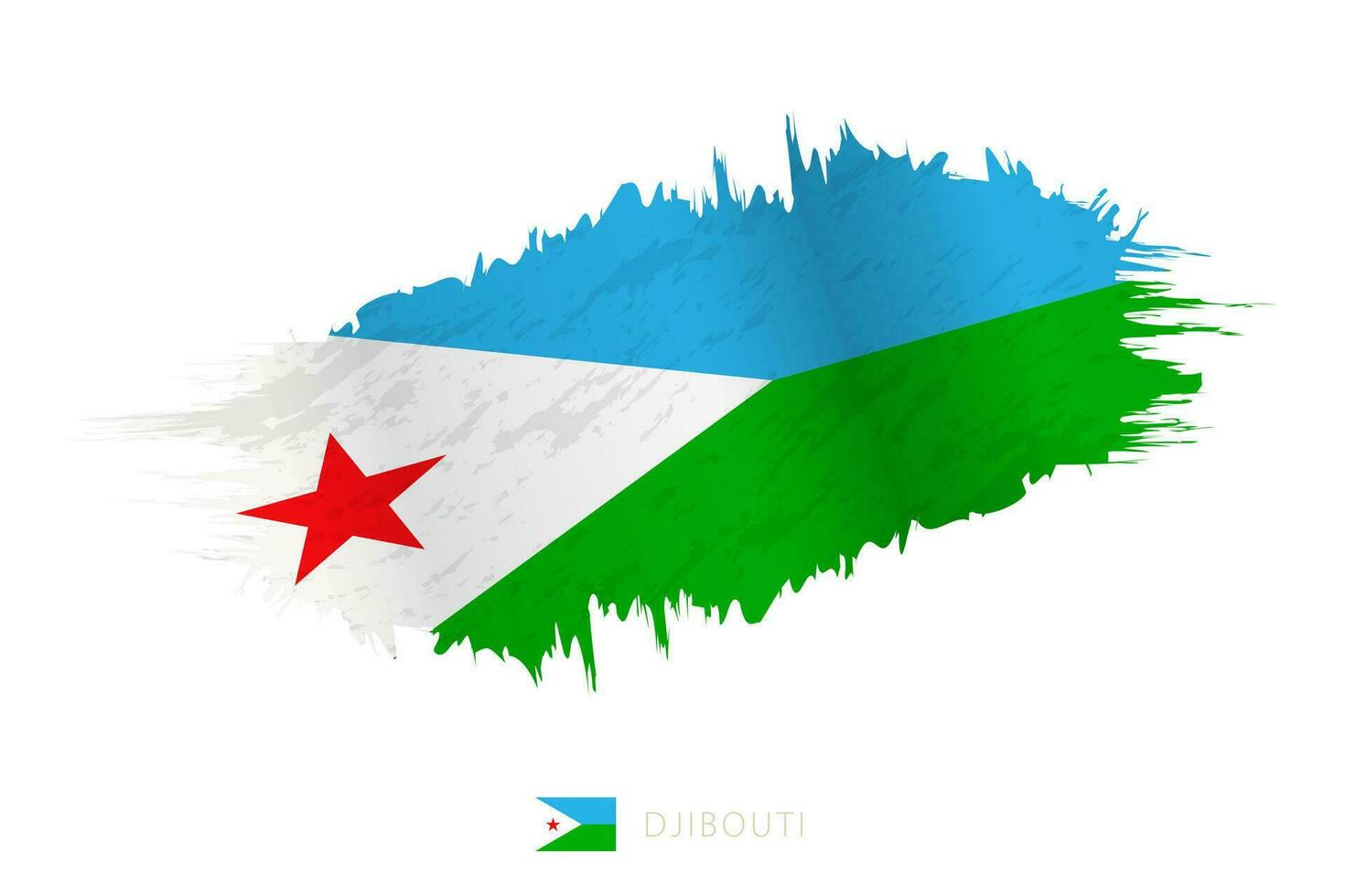 Painted brushstroke flag of Djibouti with waving effect. vector