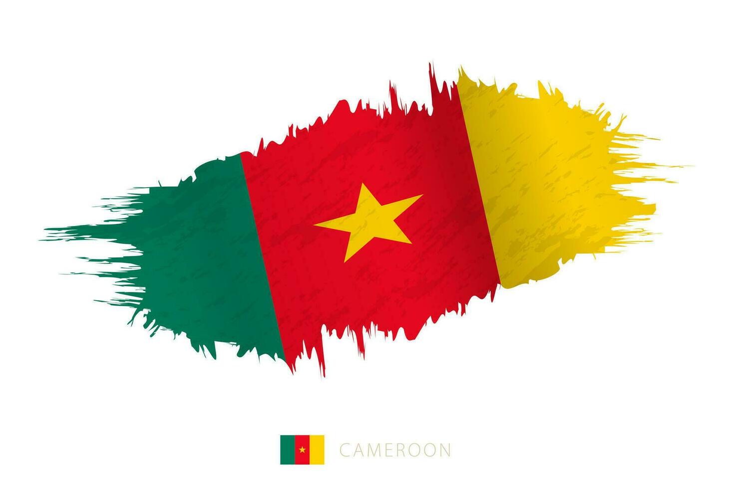 Painted brushstroke flag of Cameroon with waving effect. vector