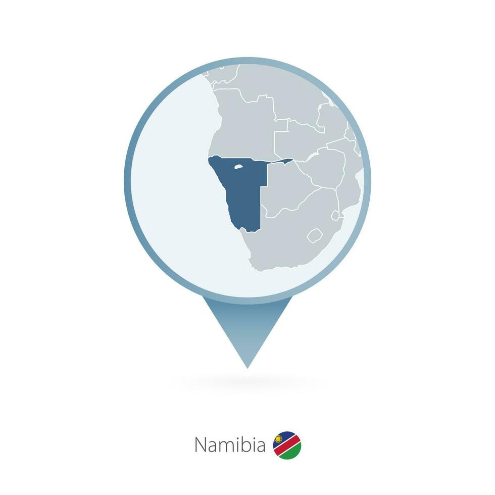 mapa alfiler con detallado mapa de Namibia y vecino países. vector