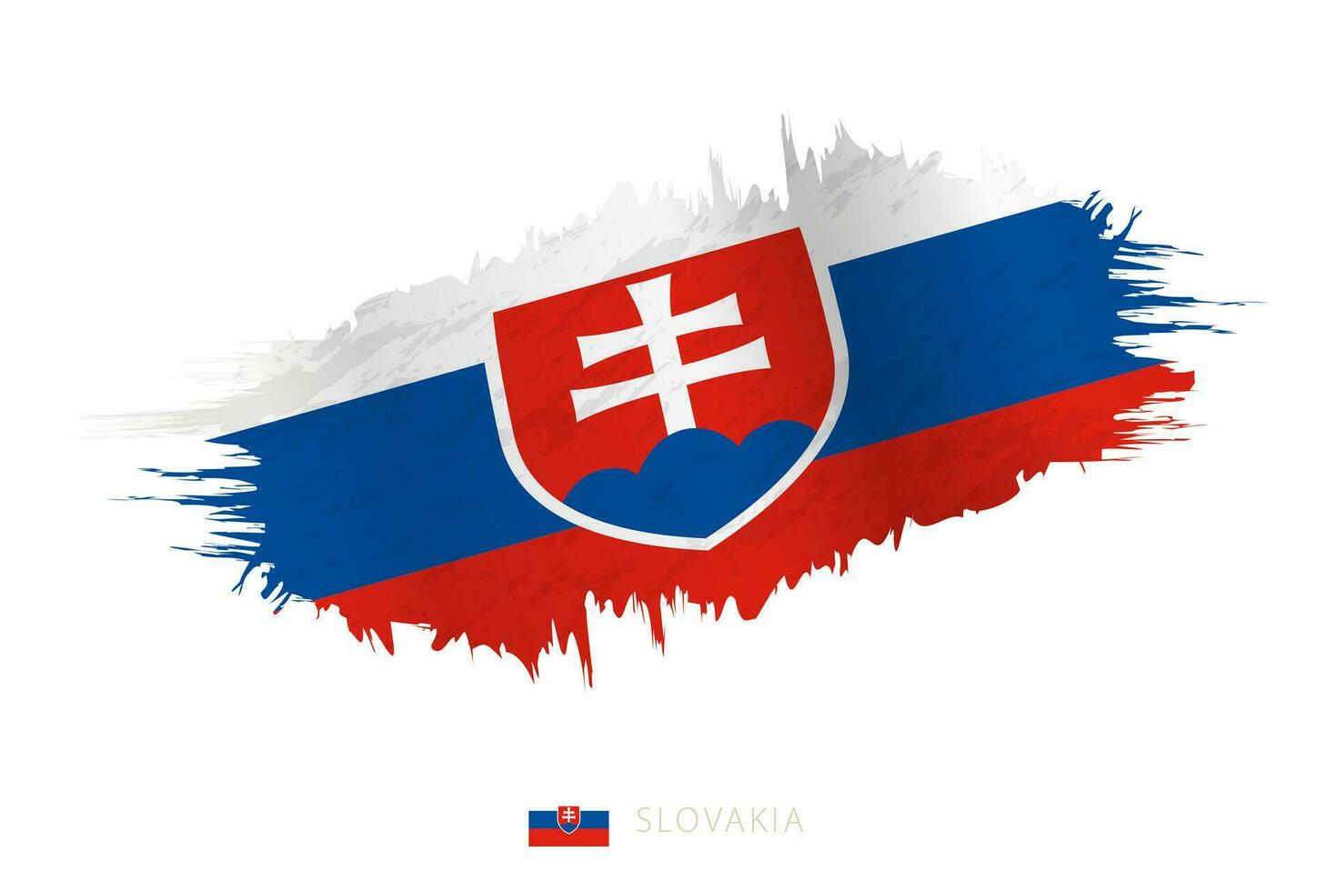 Painted brushstroke flag of Slovakia with waving effect. vector