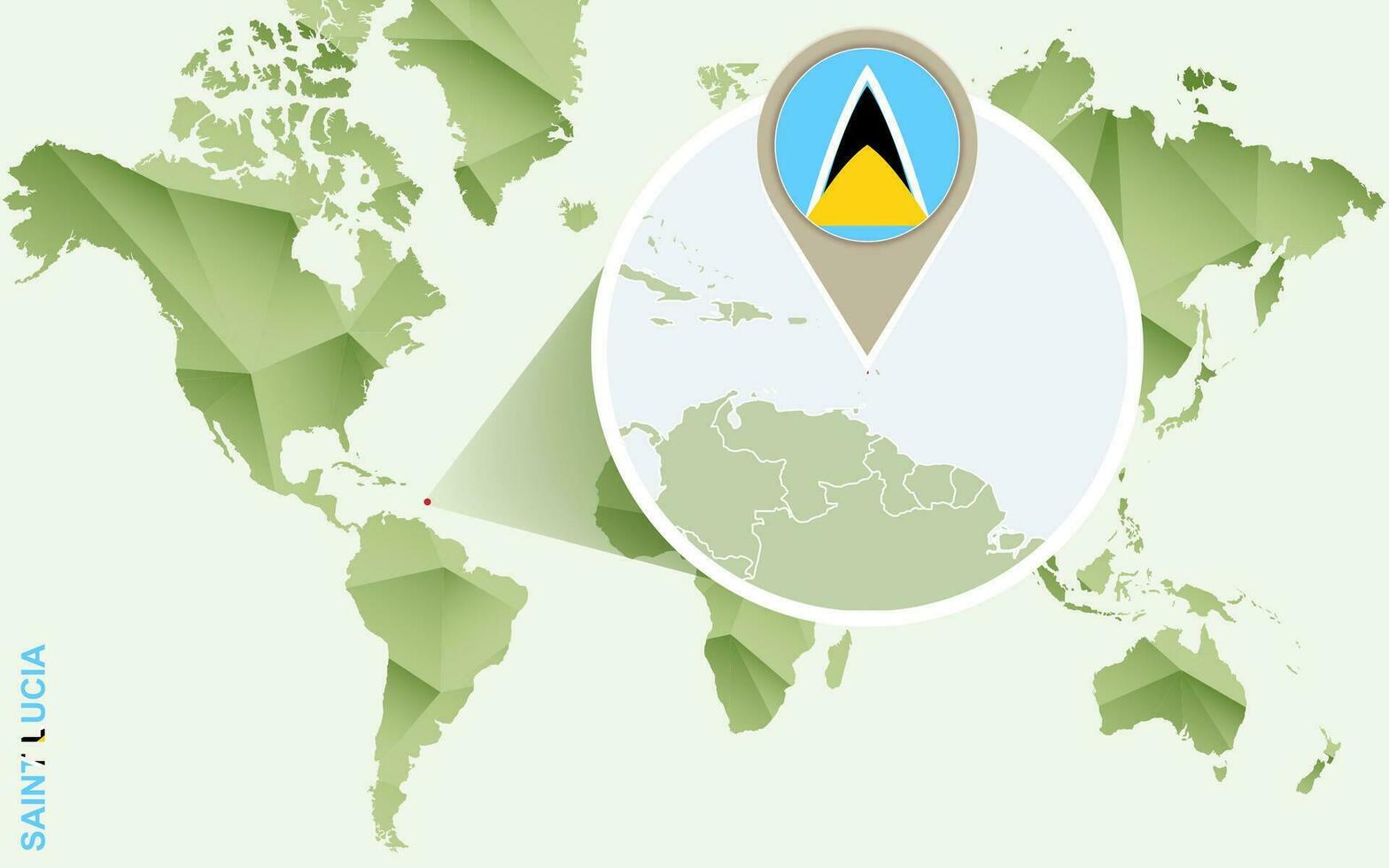 Infographic for Saint Lucia, detailed map of Saint Lucia with flag. vector