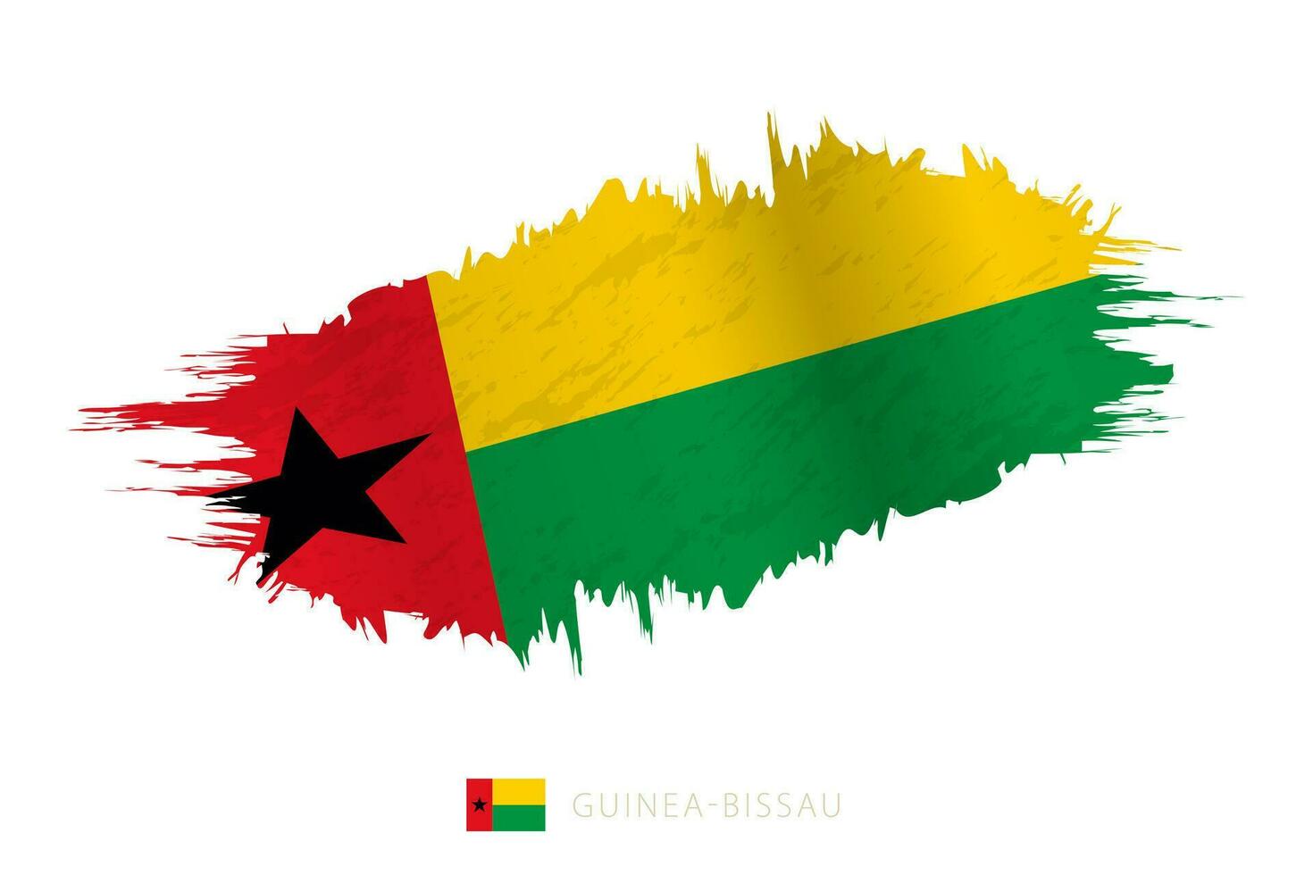 Painted brushstroke flag of Guinea-Bissau with waving effect. vector