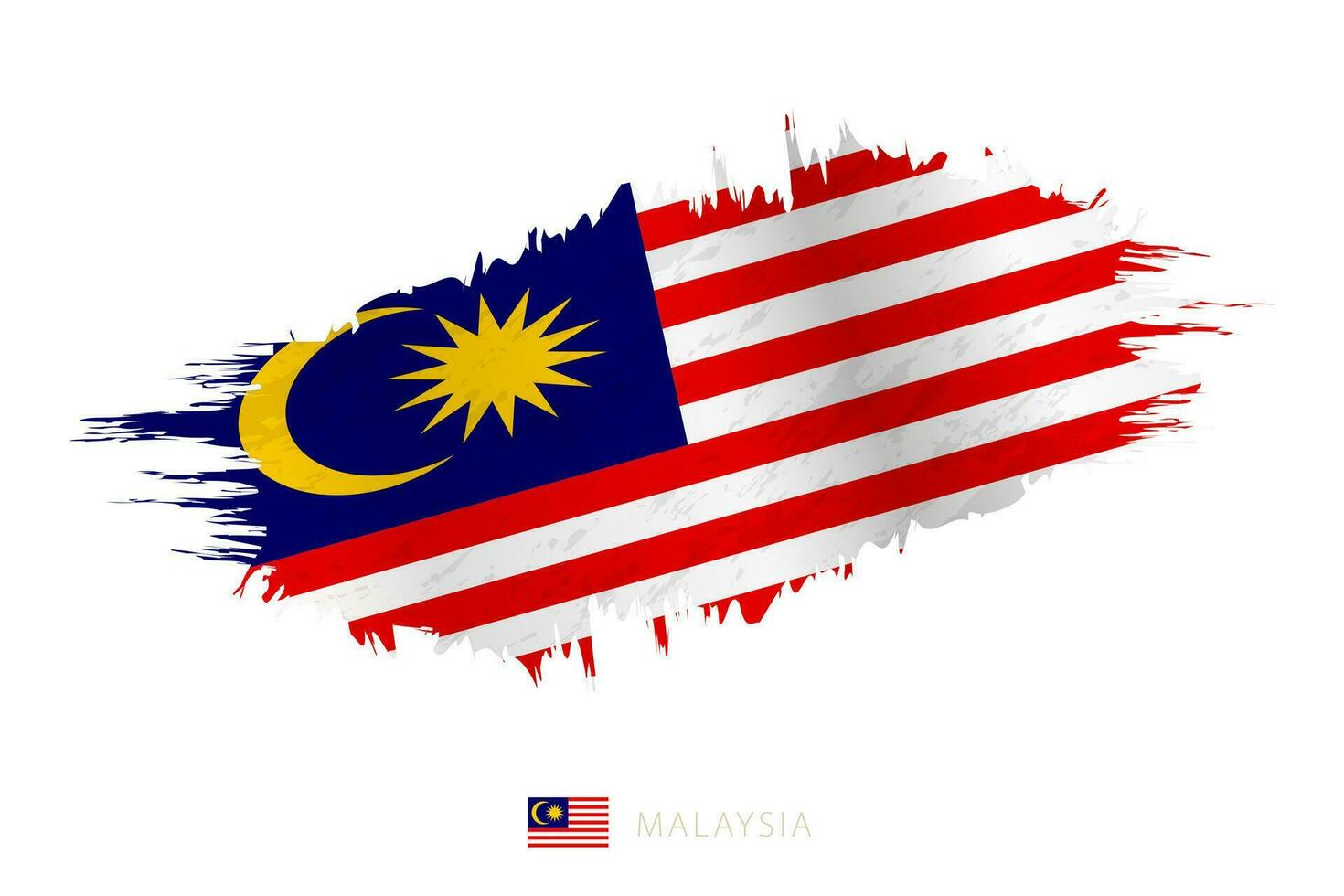 Painted brushstroke flag of Malaysia with waving effect. vector