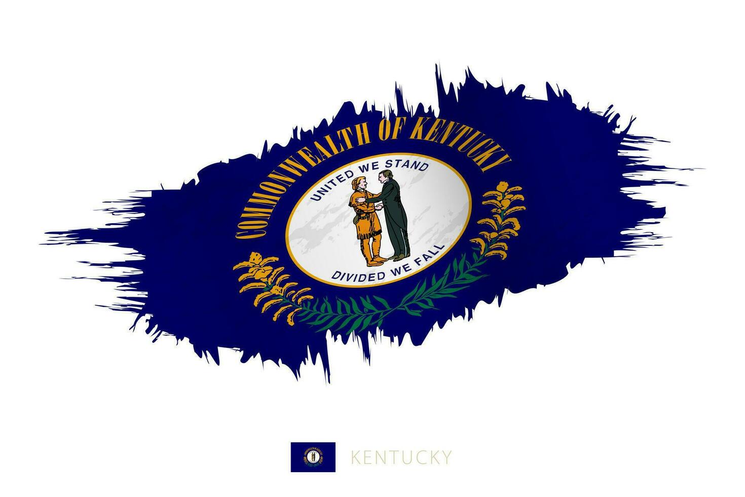Painted brushstroke flag of Kentucky with waving effect. vector