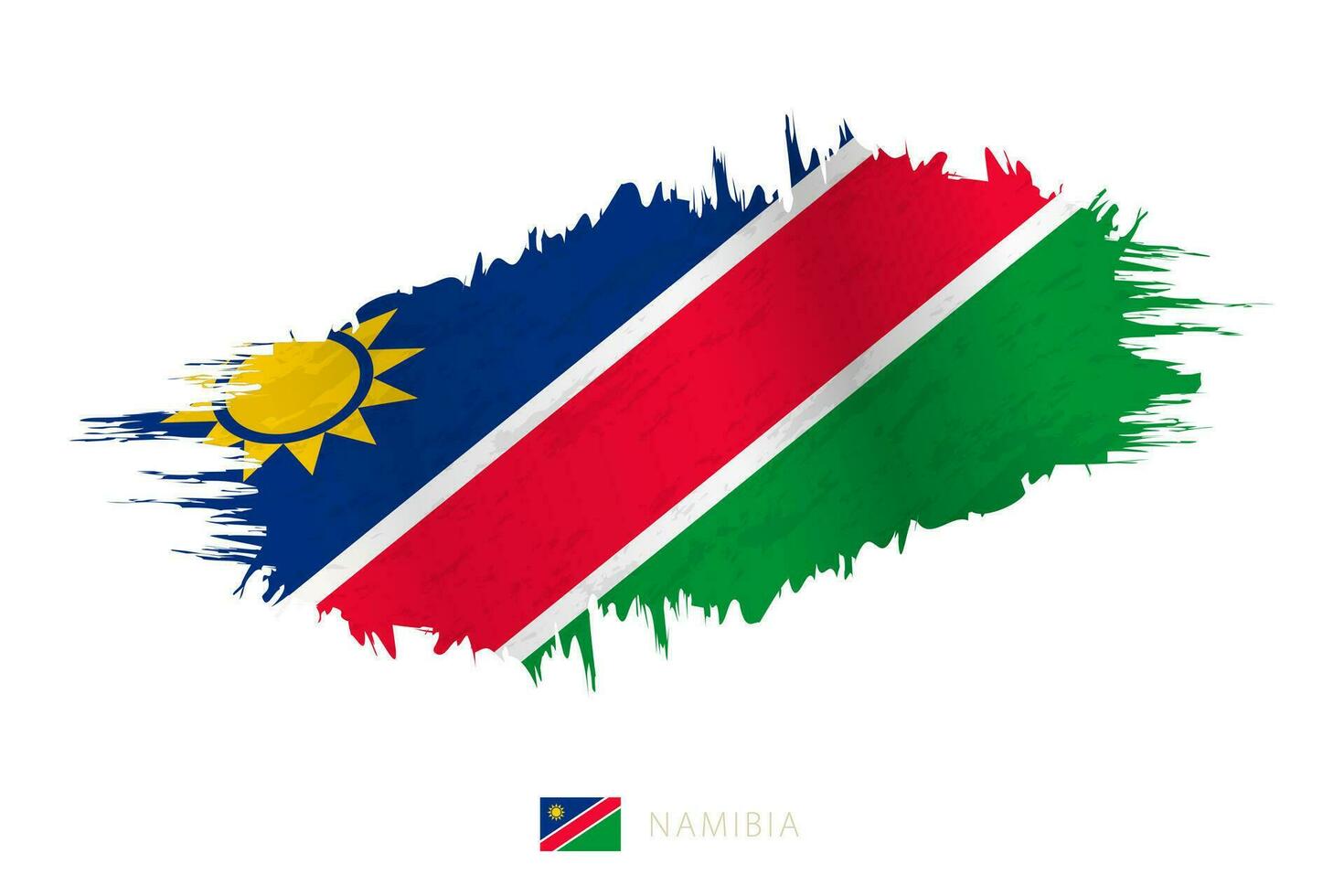 Painted brushstroke flag of Namibia with waving effect. vector