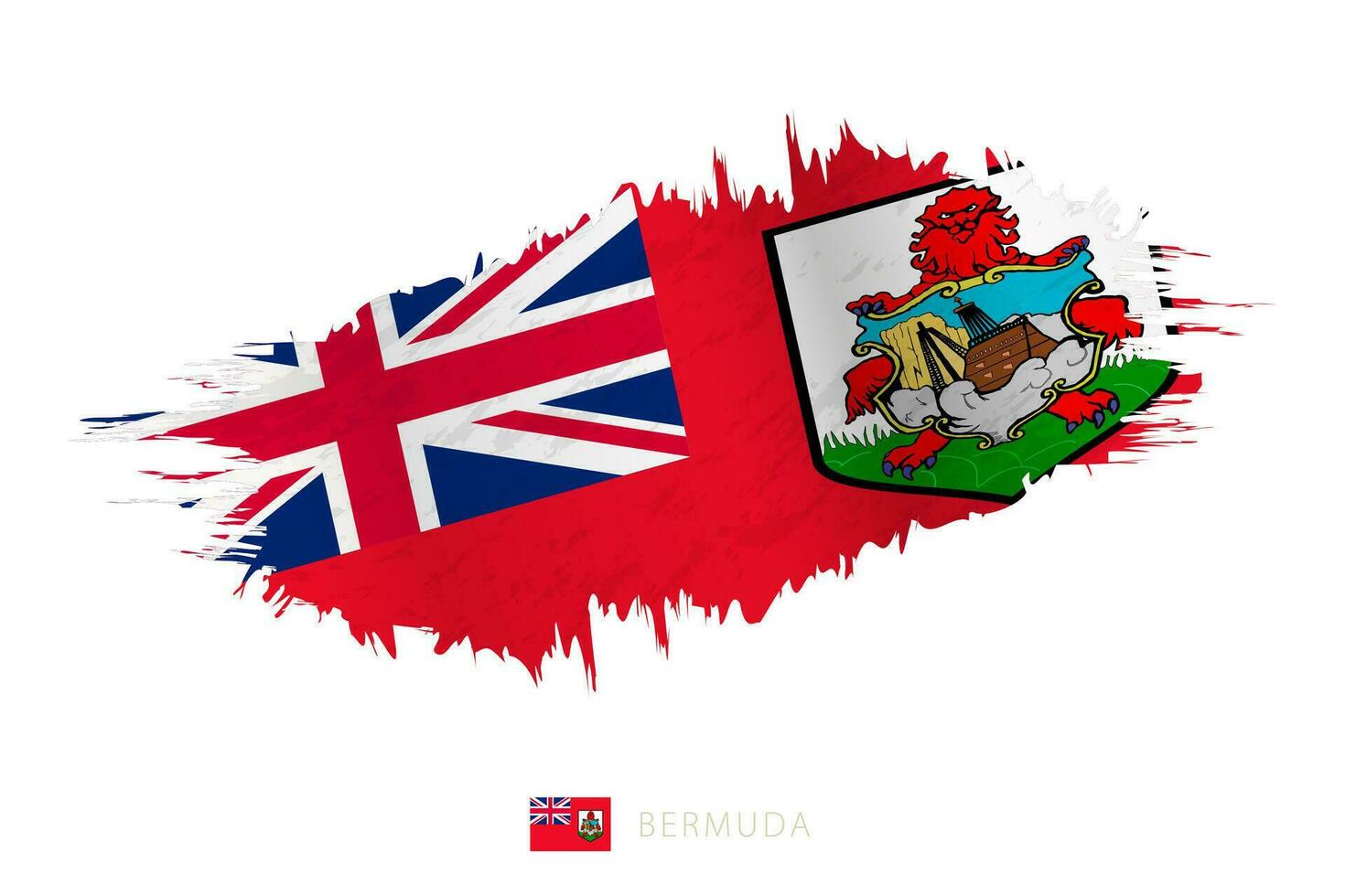 Painted brushstroke flag of Bermuda with waving effect. vector
