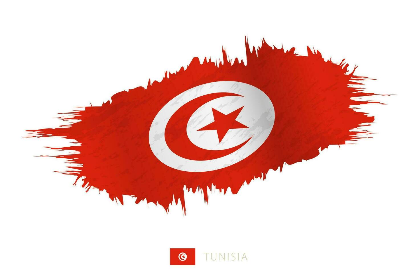 Painted brushstroke flag of Tunisia with waving effect. vector