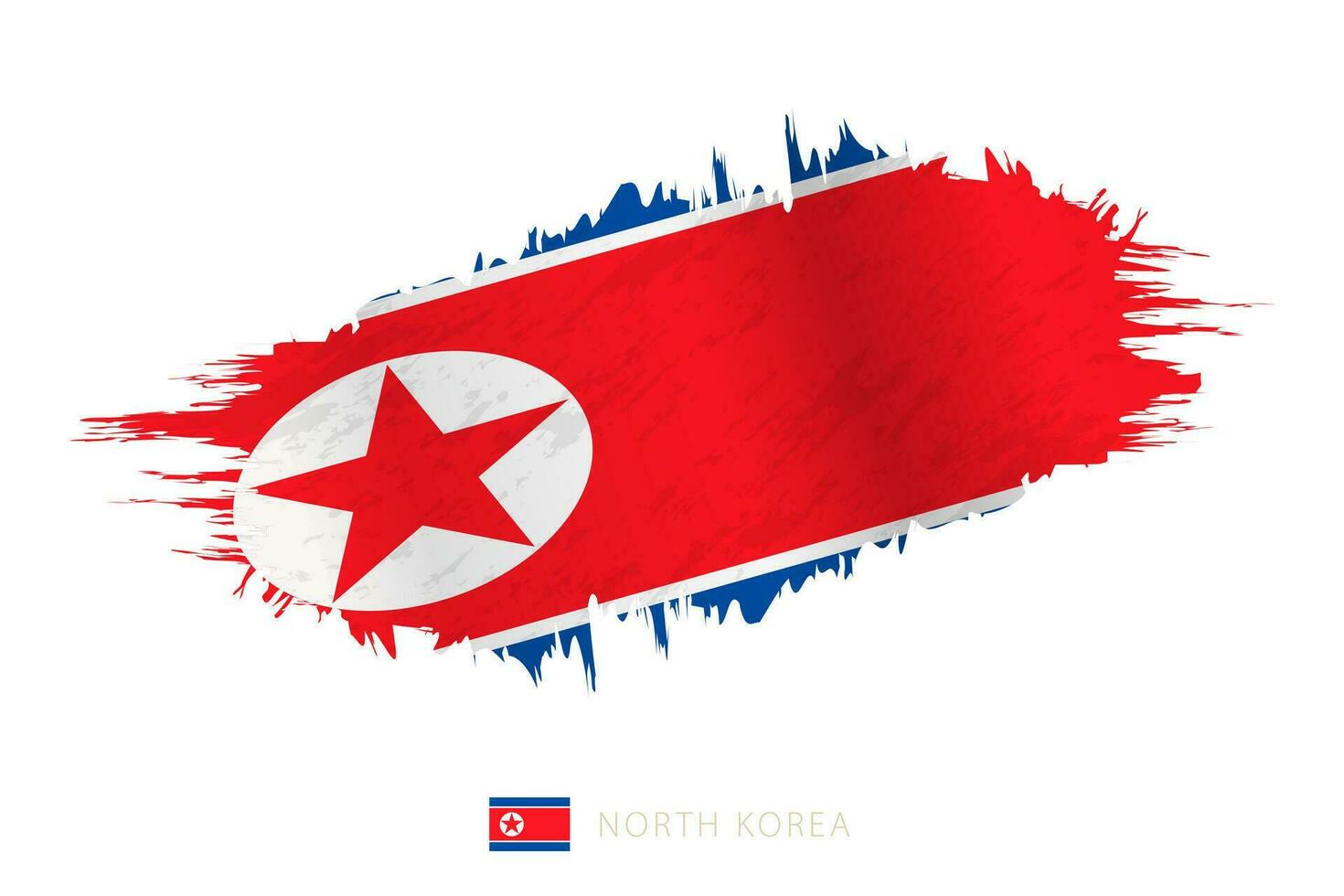 Painted brushstroke flag of North Korea with waving effect. vector