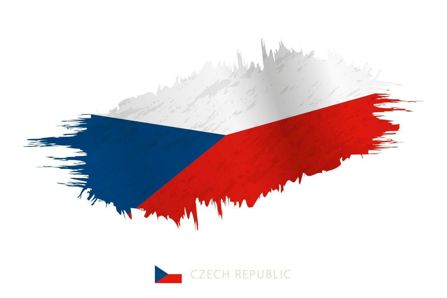 Painted brushstroke flag of Czech Republic with waving effect. vector