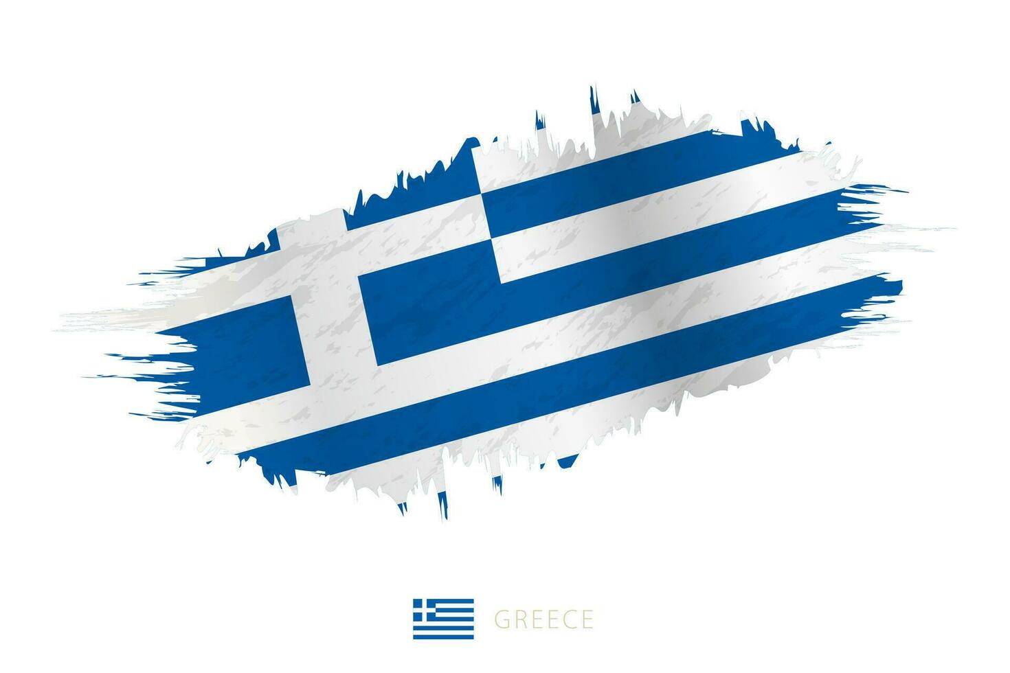 Painted brushstroke flag of Greece with waving effect. vector