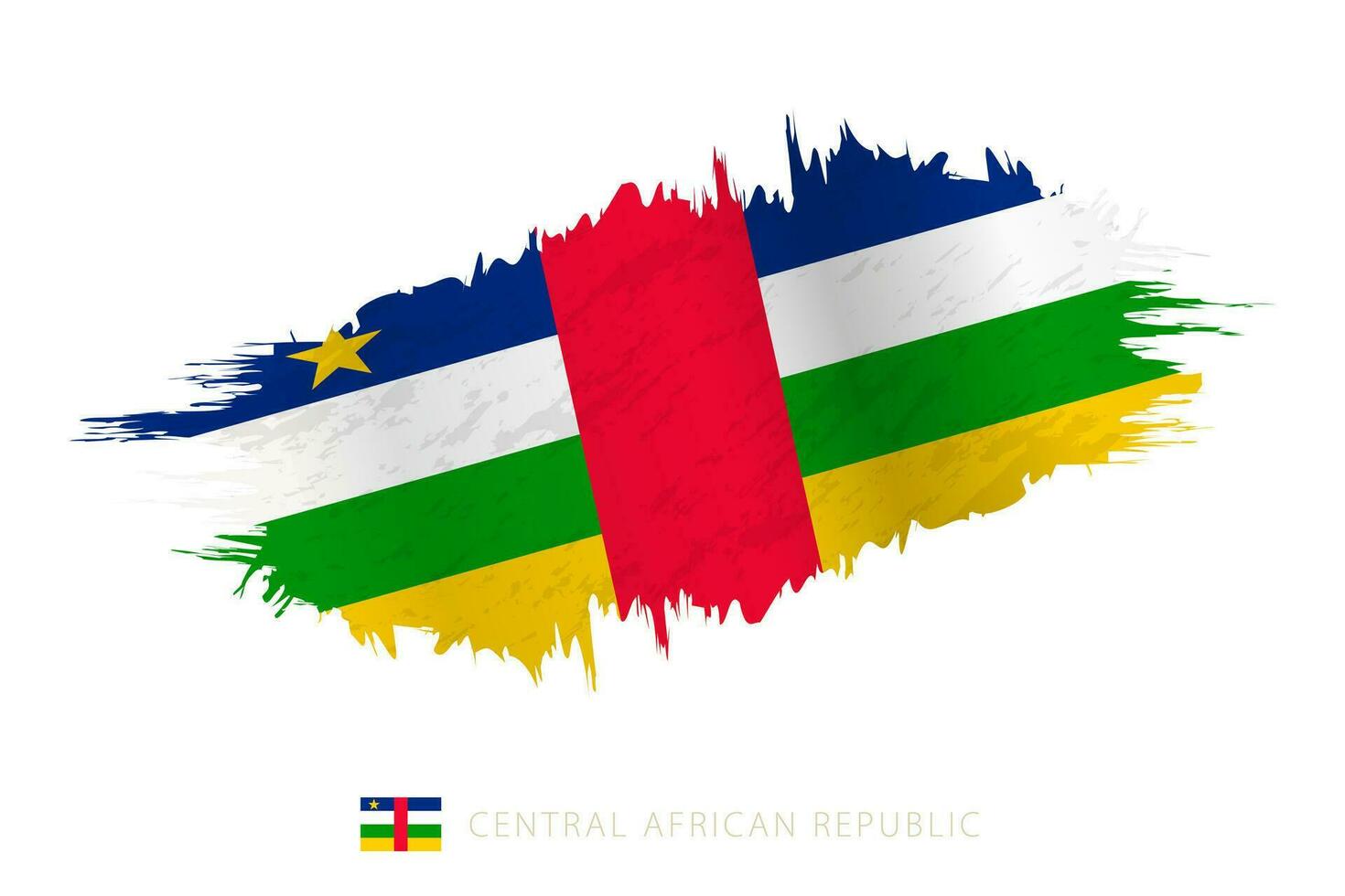 Painted brushstroke flag of Central African Republic with waving effect. vector