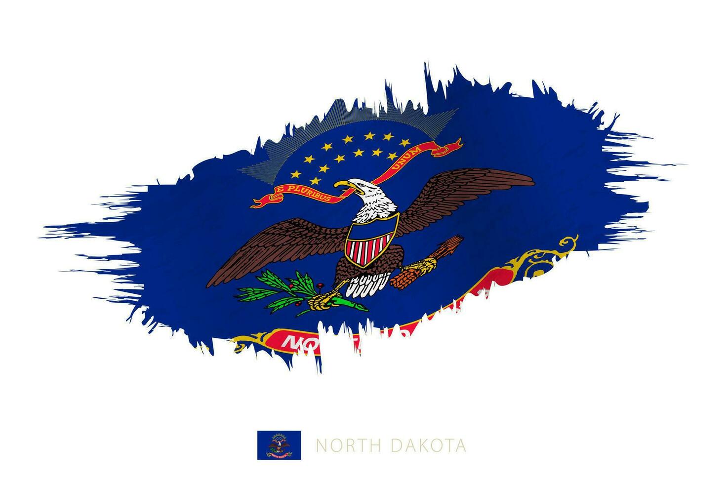 Painted brushstroke flag of North Dakota with waving effect. vector