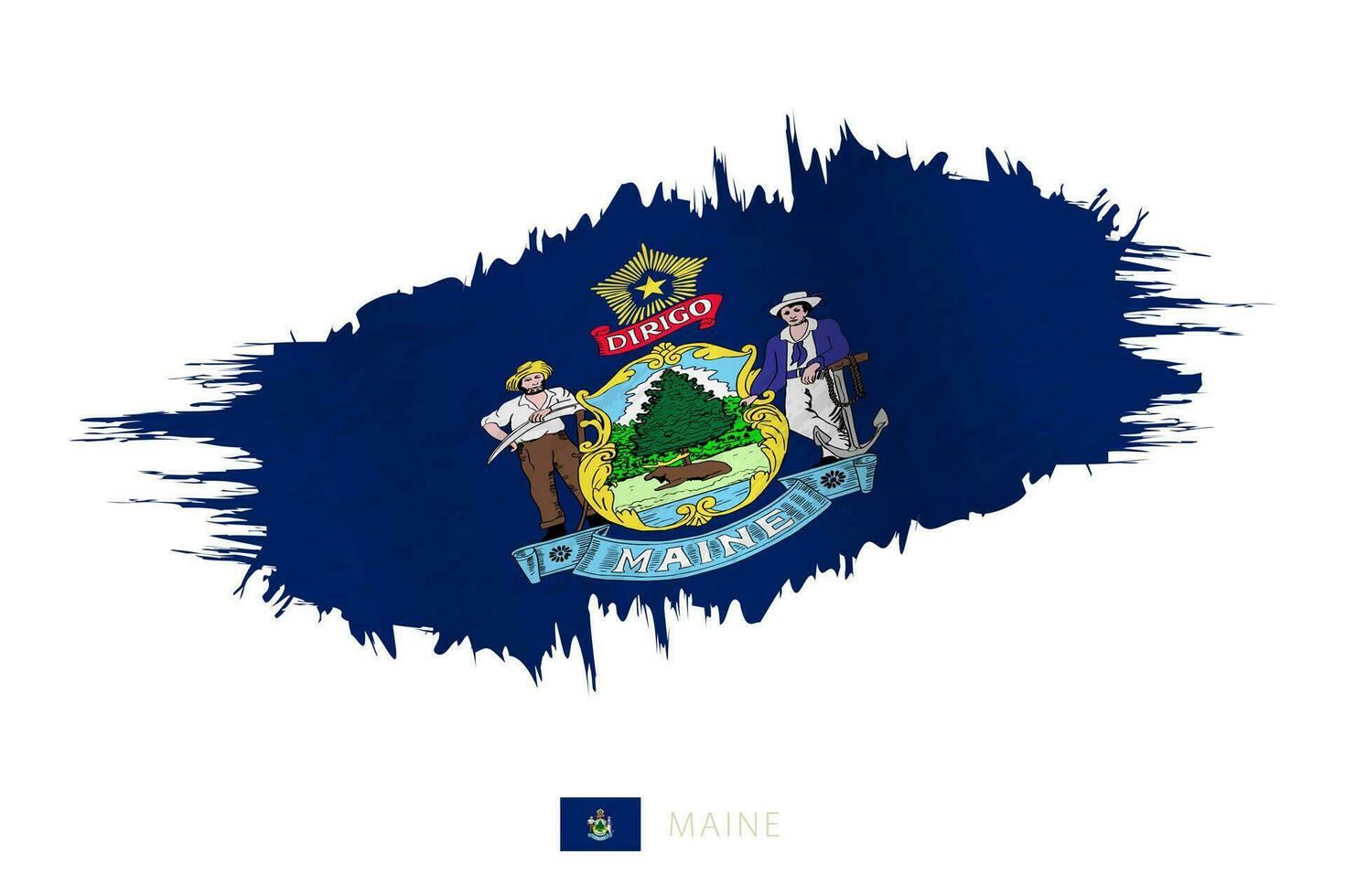 Painted brushstroke flag of Maine with waving effect. vector