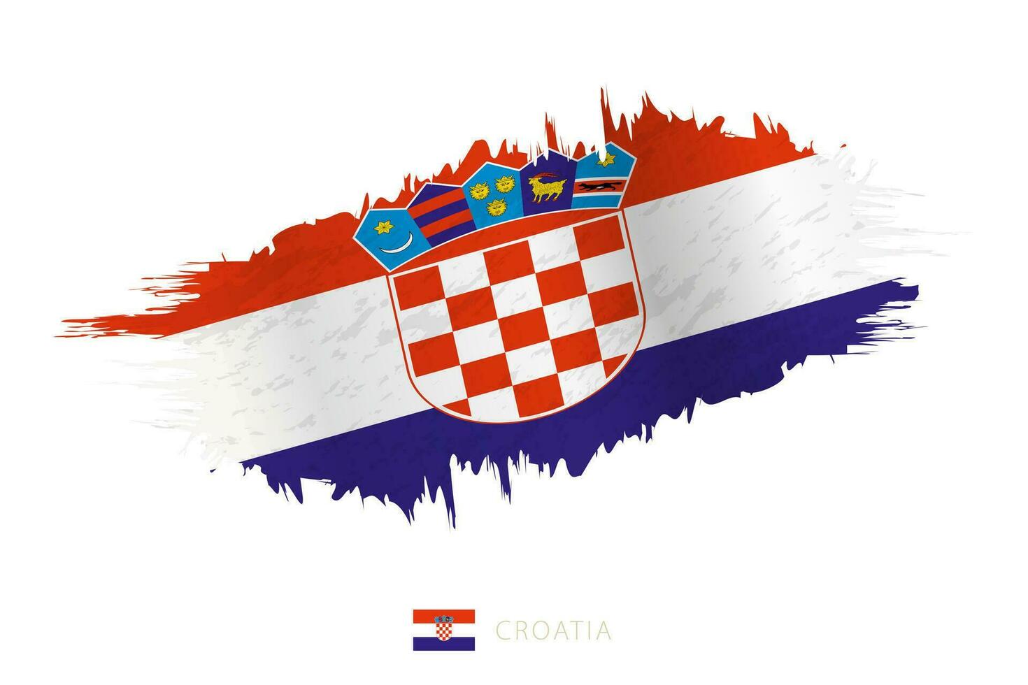 Painted brushstroke flag of Croatia with waving effect. vector