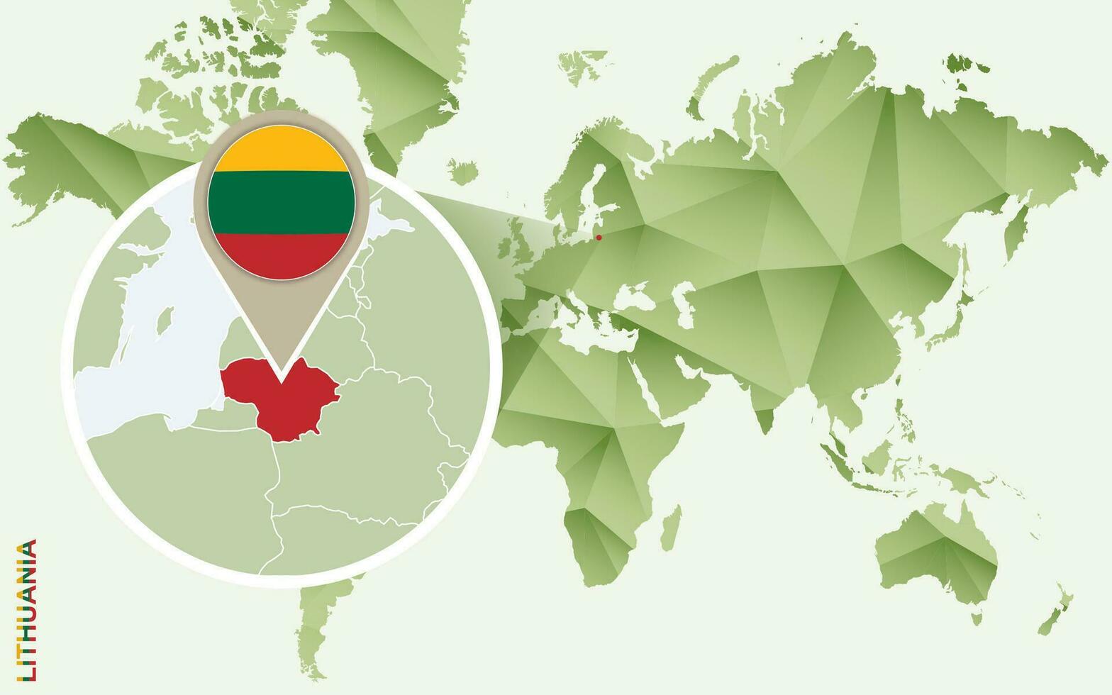 Infographic for Lithuania, detailed map of Lithuania with flag. vector