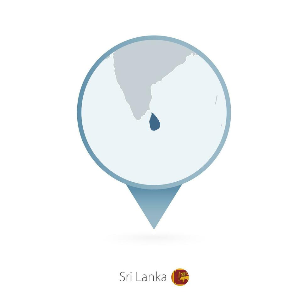 mapa alfiler con detallado mapa de sri lanka y vecino países. vector