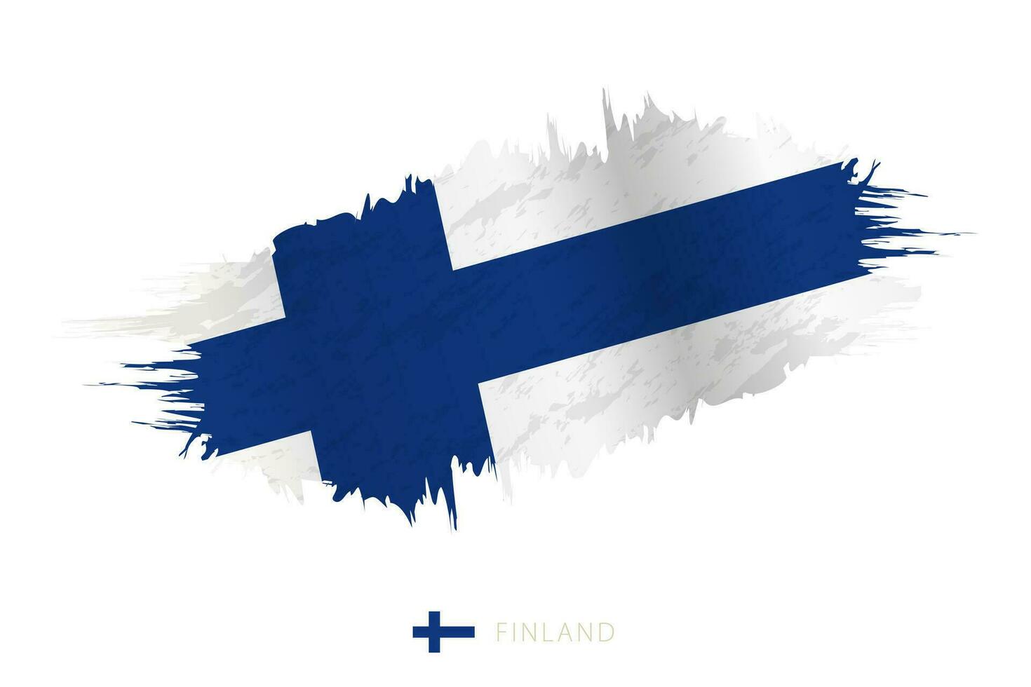 Painted brushstroke flag of Finland with waving effect. vector