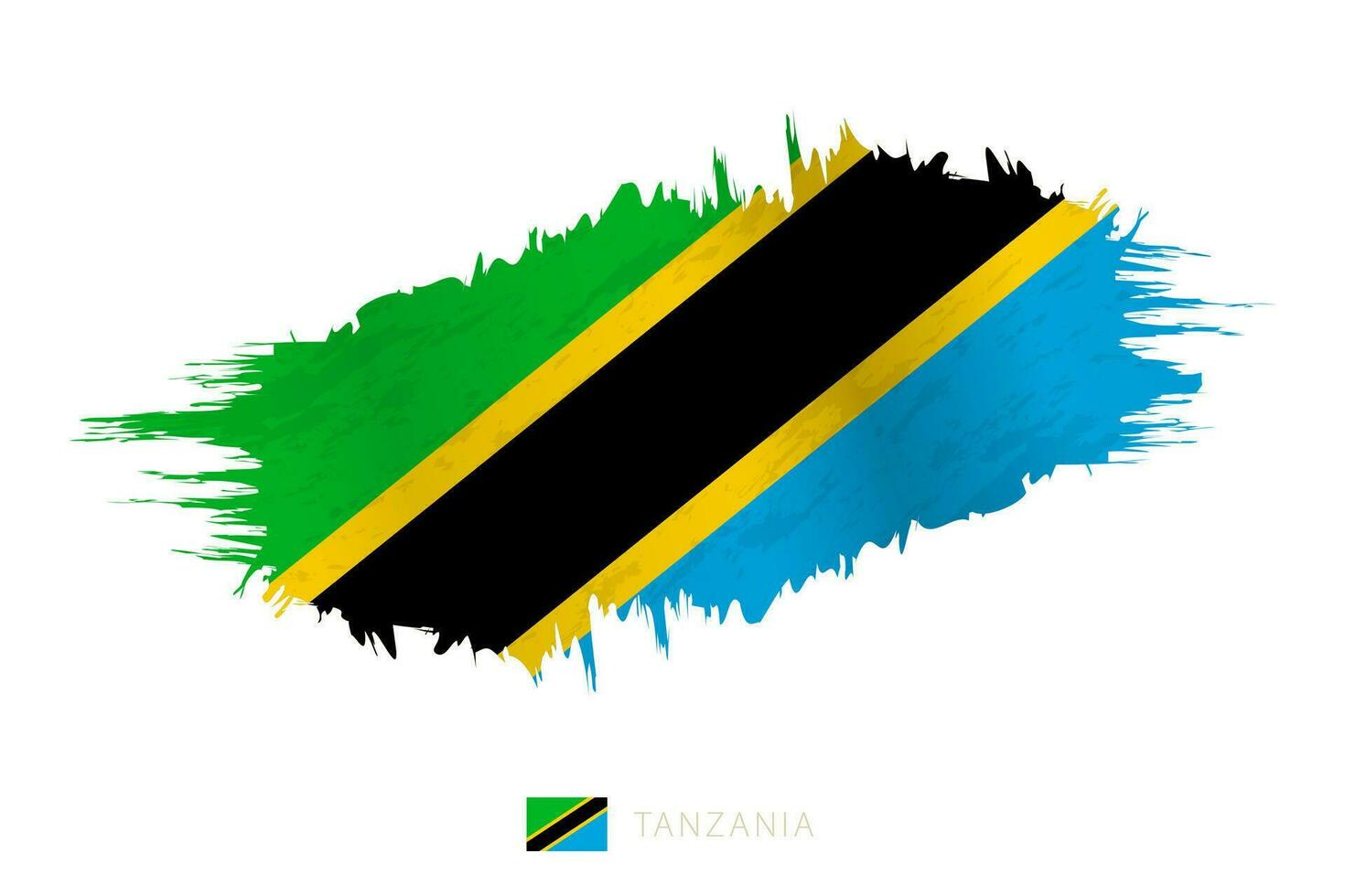 Painted brushstroke flag of Tanzania with waving effect. vector