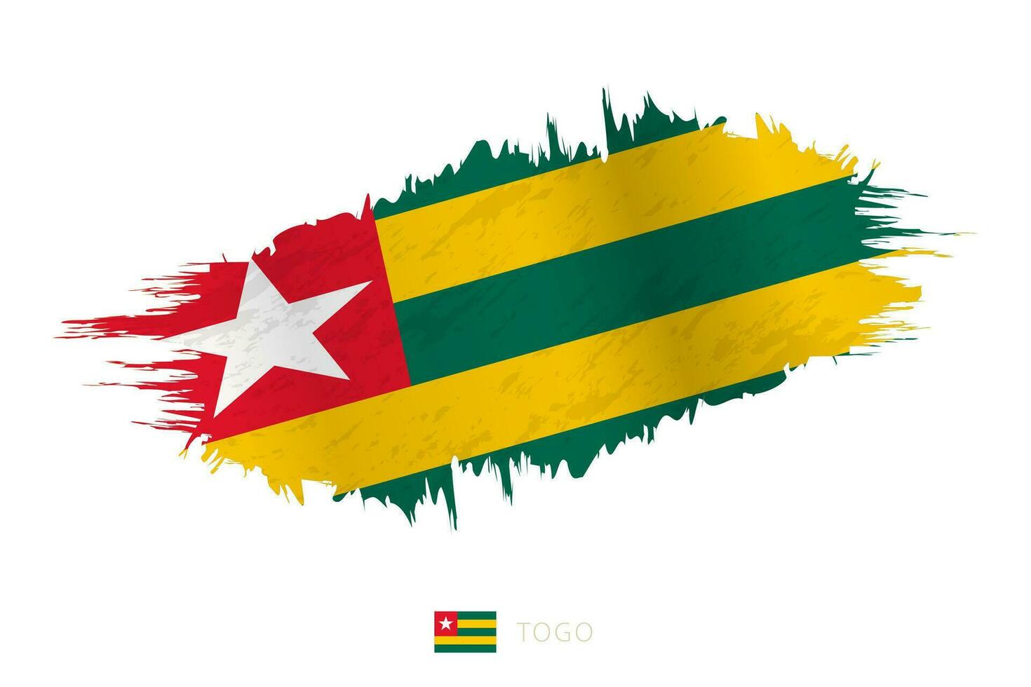 Painted brushstroke flag of Togo with waving effect. vector